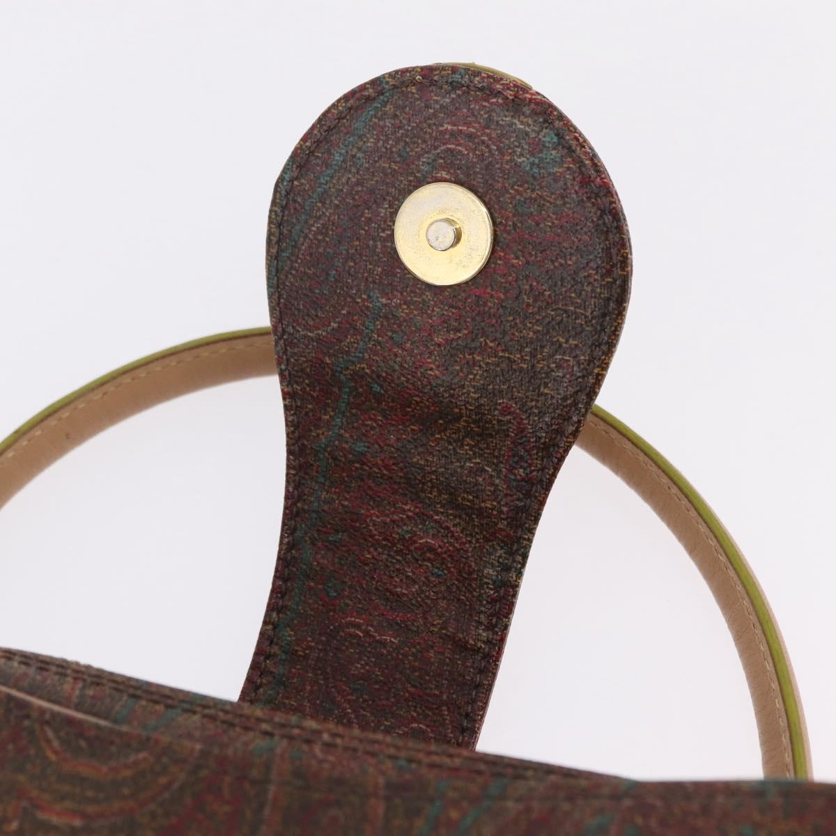 ETRO Hand Bag PVC Canvas Brown Gold Auth 208375V