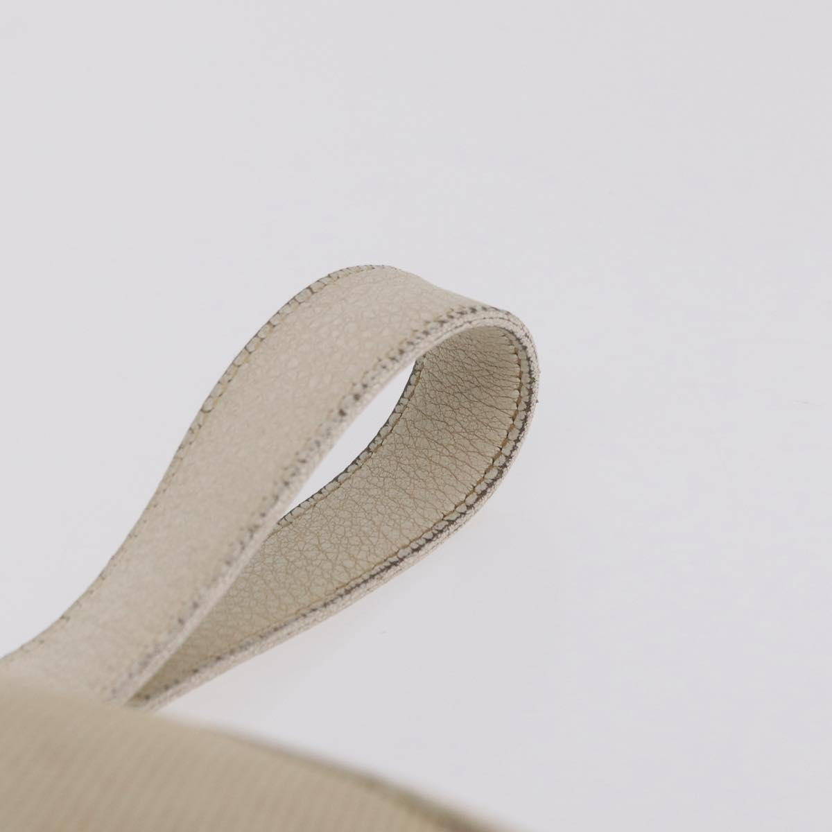HERMES Picotan MM Hand Bag Canvas Beige Silver Auth 208376