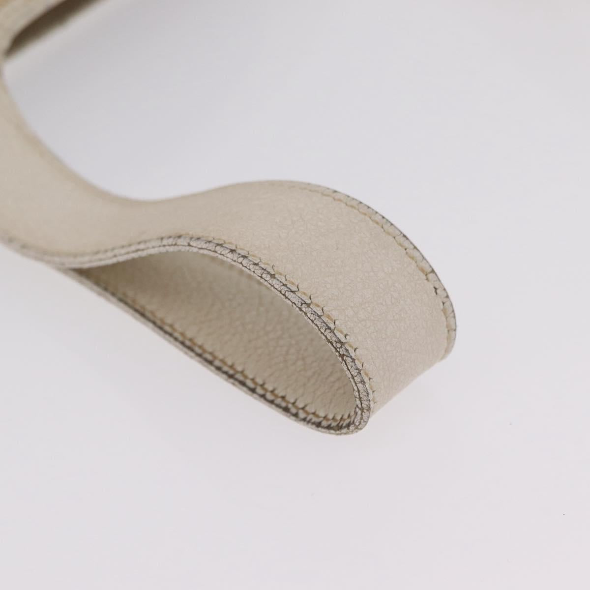 HERMES Picotan MM Hand Bag Canvas Beige Silver Auth 208376