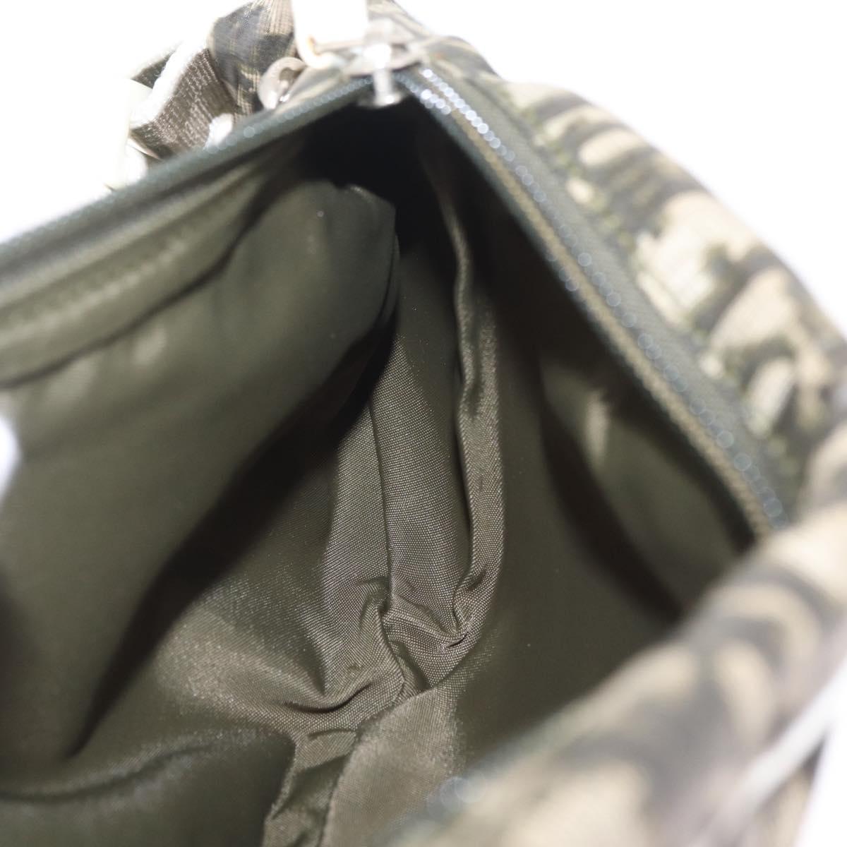 Christian Dior Trotter Body Bag Nylon Khaki Silver Auth 208377V
