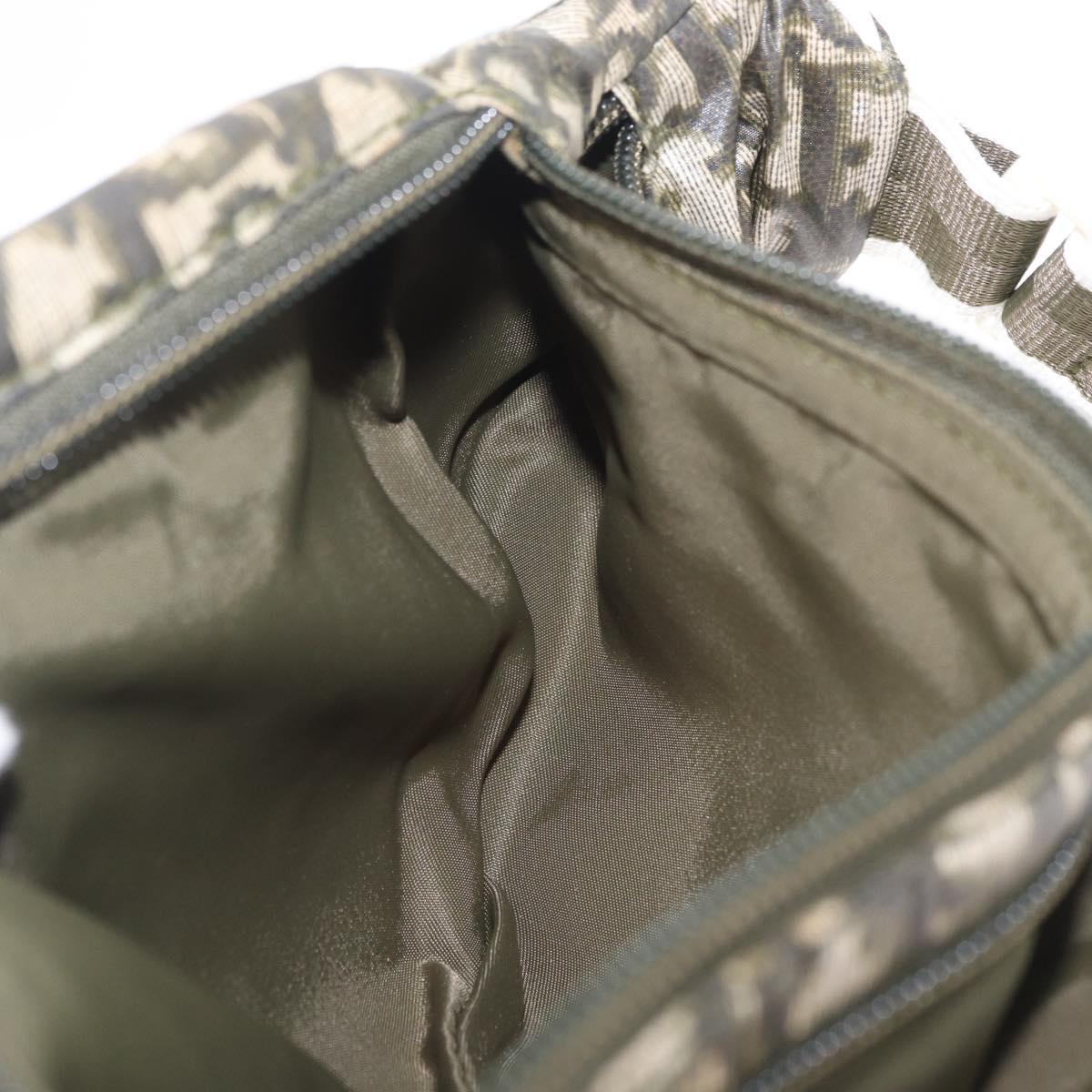 Christian Dior Trotter Body Bag Nylon Khaki Silver Auth 208377V