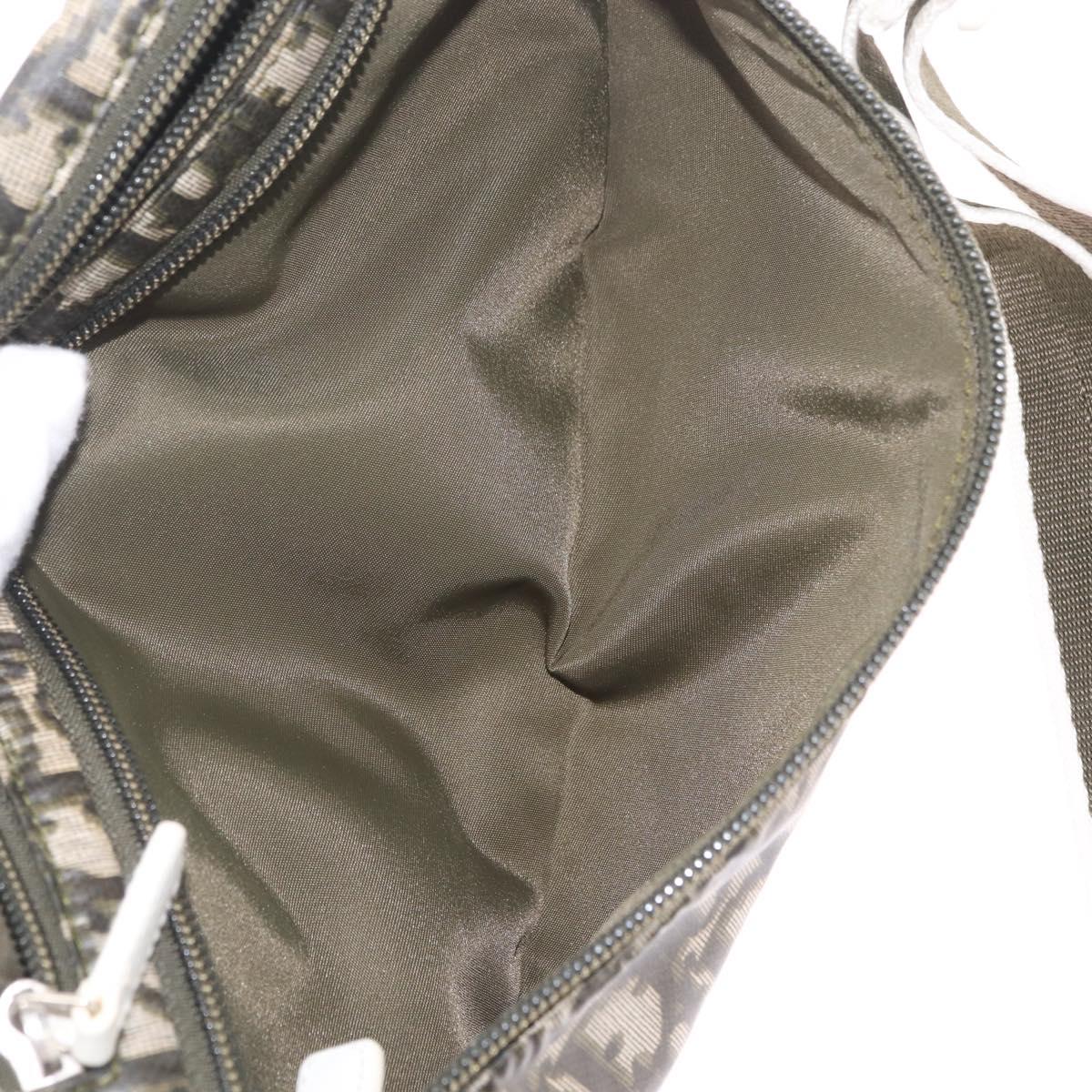 Christian Dior Trotter Body Bag Nylon Khaki Silver Auth 208377V