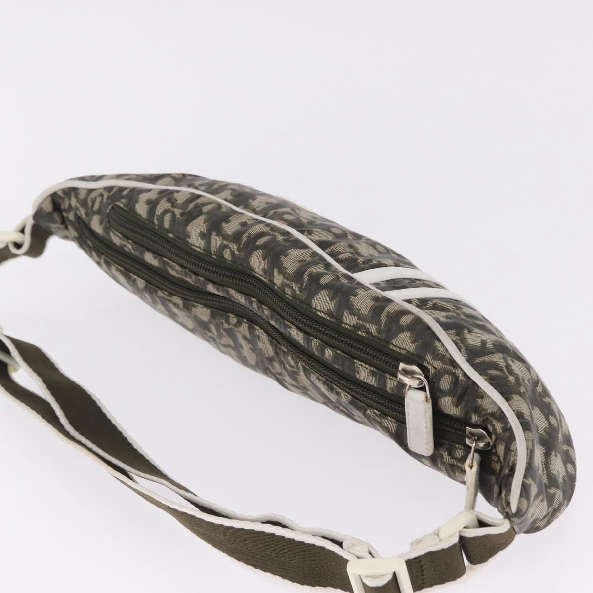 Christian Dior Trotter Body Bag Nylon Khaki Silver Auth 208377V