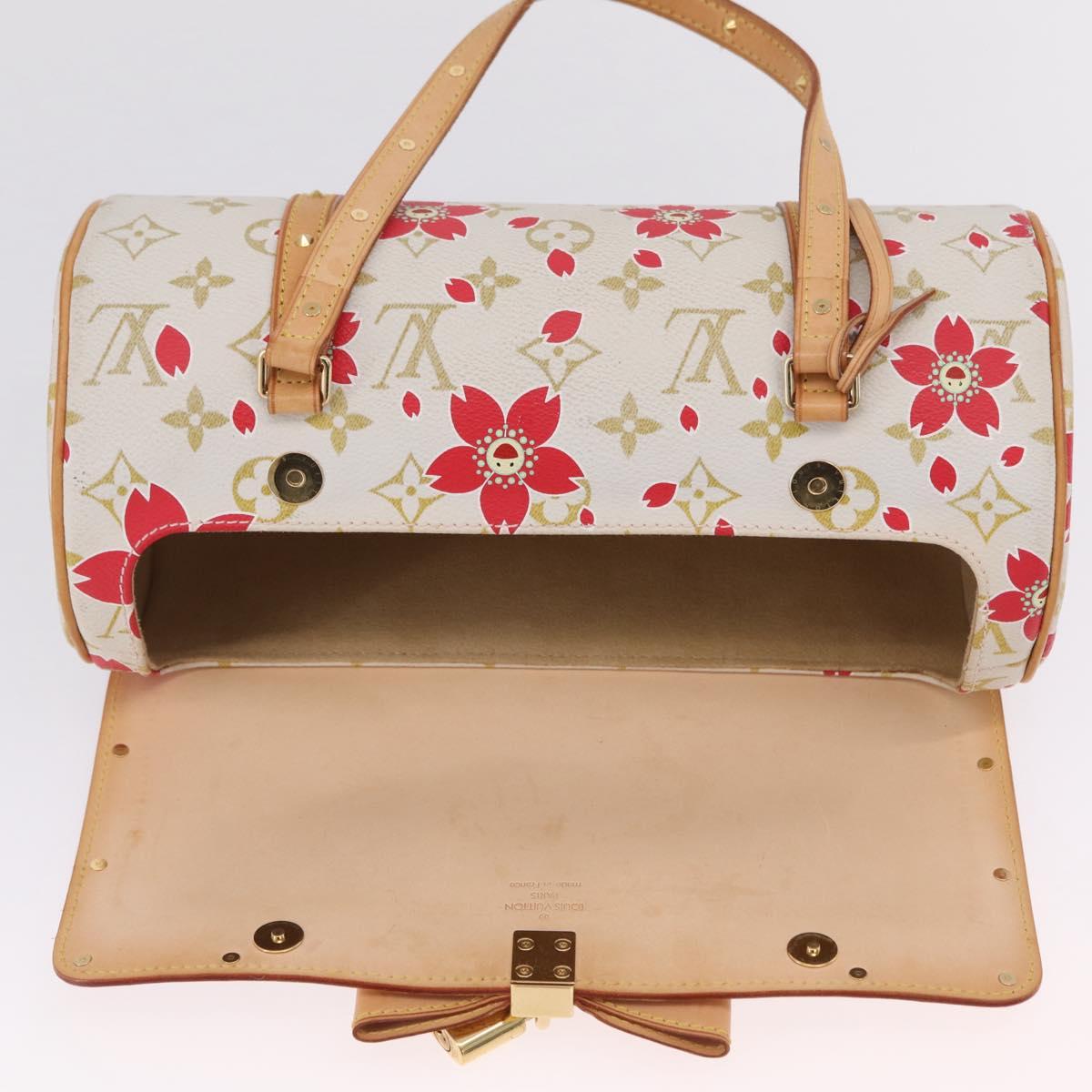LOUIS VUITTON Monogram Cherry Blossom Papillon 26 Bag White M92011 Auth 208378A