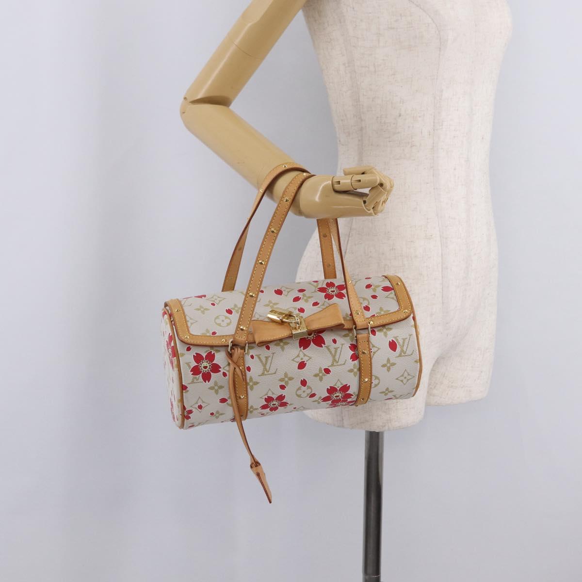 LOUIS VUITTON Monogram Cherry Blossom Papillon 26 Bag White M92011 Auth 208378A