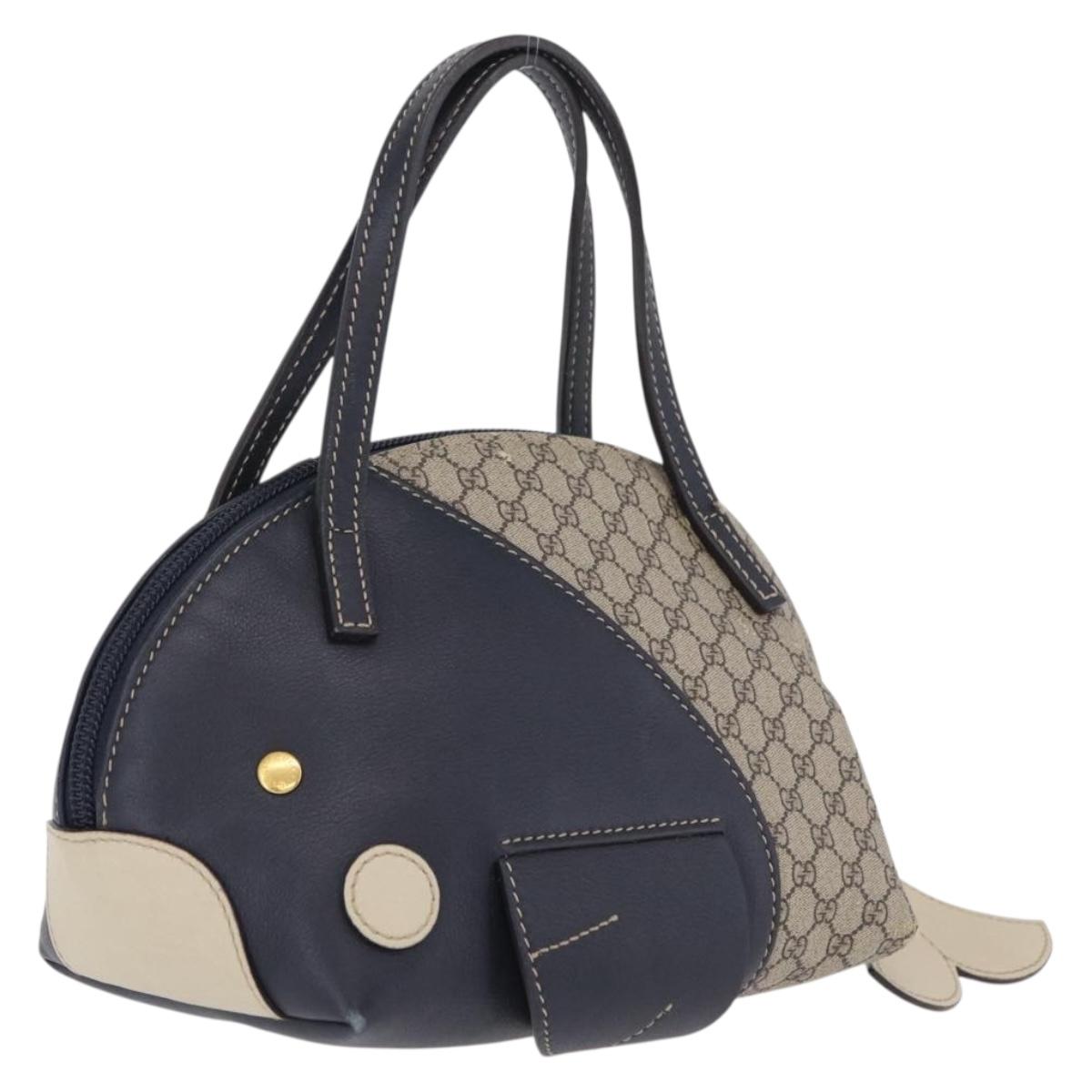 GUCCI Micro Supreme Mini Hand Bag PVC Navy Gold 284720 Auth 208379