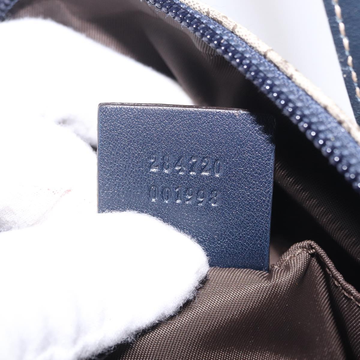 GUCCI Micro Supreme Mini Hand Bag PVC Navy Gold 284720 Auth 208379
