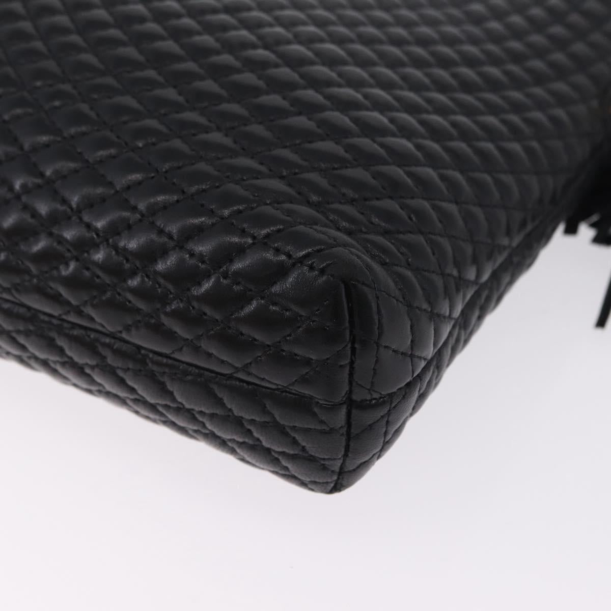 Bally Chain Shoulder Bag Leather Black Gold Auth 208381A
