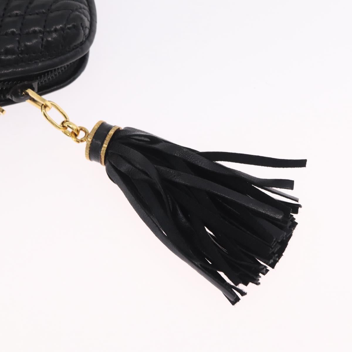Bally Chain Shoulder Bag Leather Black Gold Auth 208381A