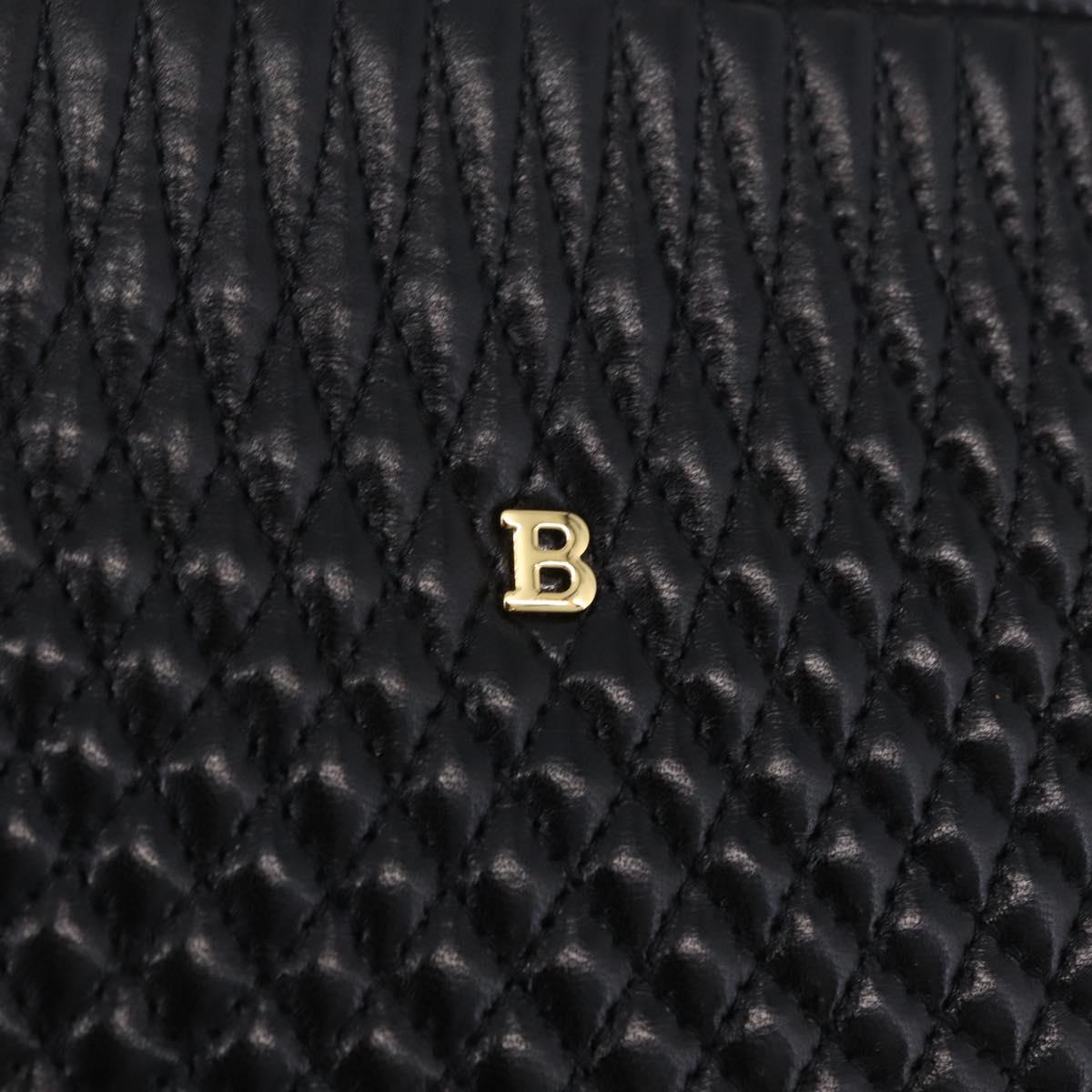 Bally Chain Shoulder Bag Leather Black Gold Auth 208381A