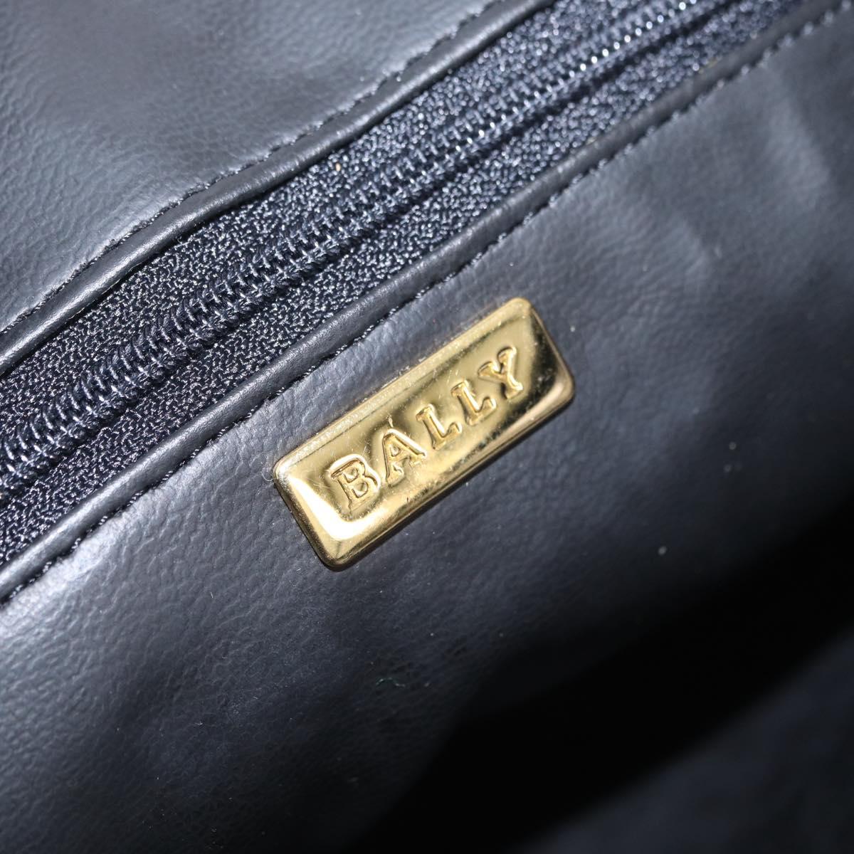 Bally Chain Shoulder Bag Leather Black Gold Auth 208381A