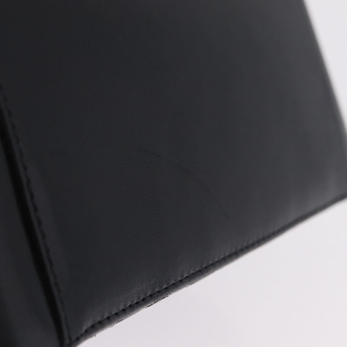 Bally Hand Bag Leather Black Gold Tone Auth 208384V