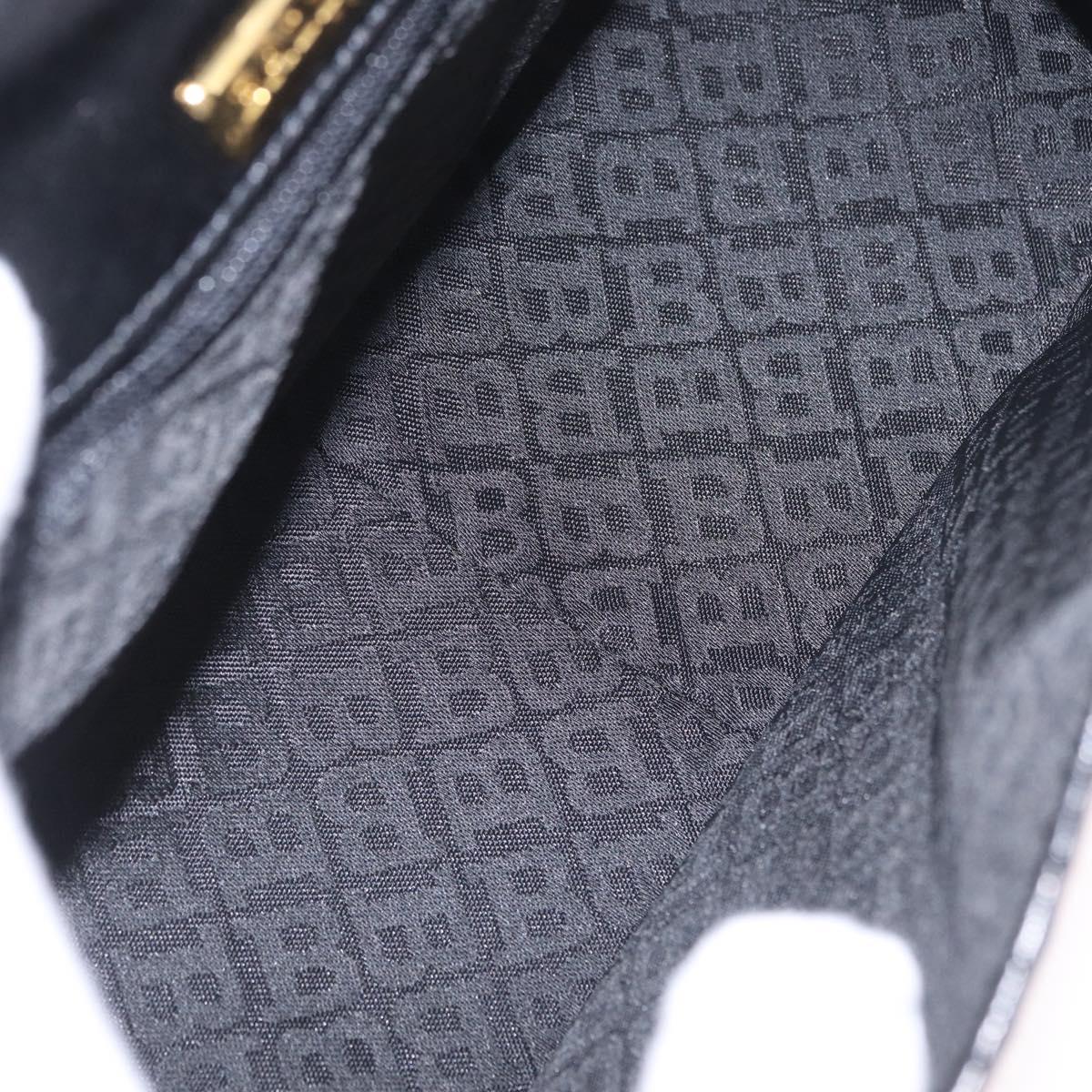 Bally Hand Bag Leather Black Gold Tone Auth 208384V