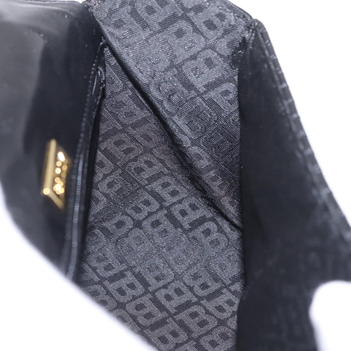 Bally Hand Bag Leather Black Gold Tone Auth 208384V