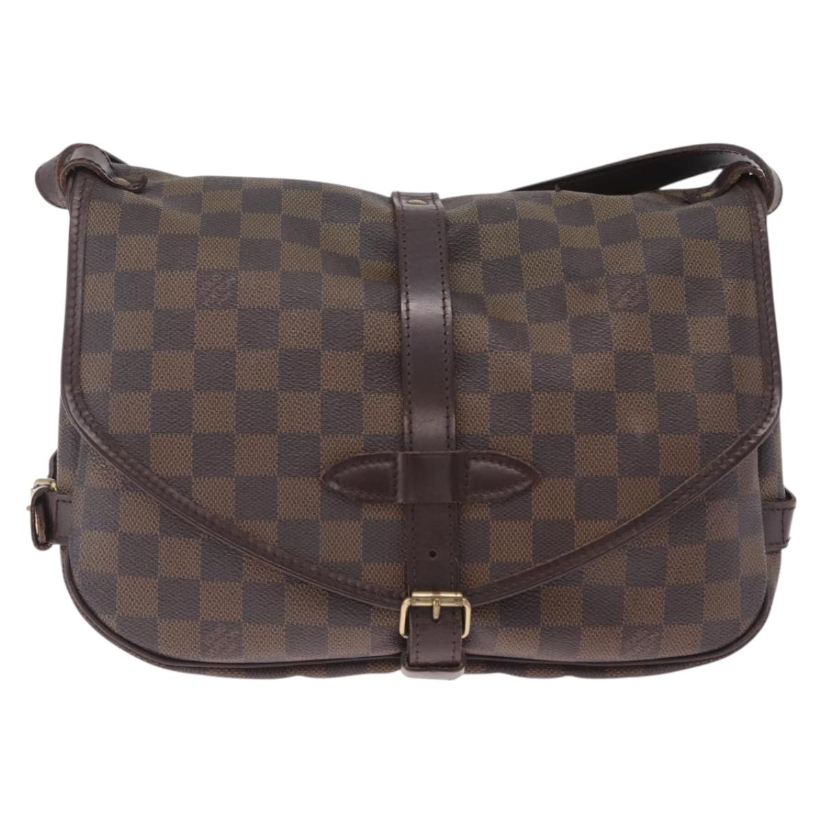 LOUIS VUITTON Damier Ebene Saumur 30 Shoulder Bag SPO N48081 LV Auth 208385