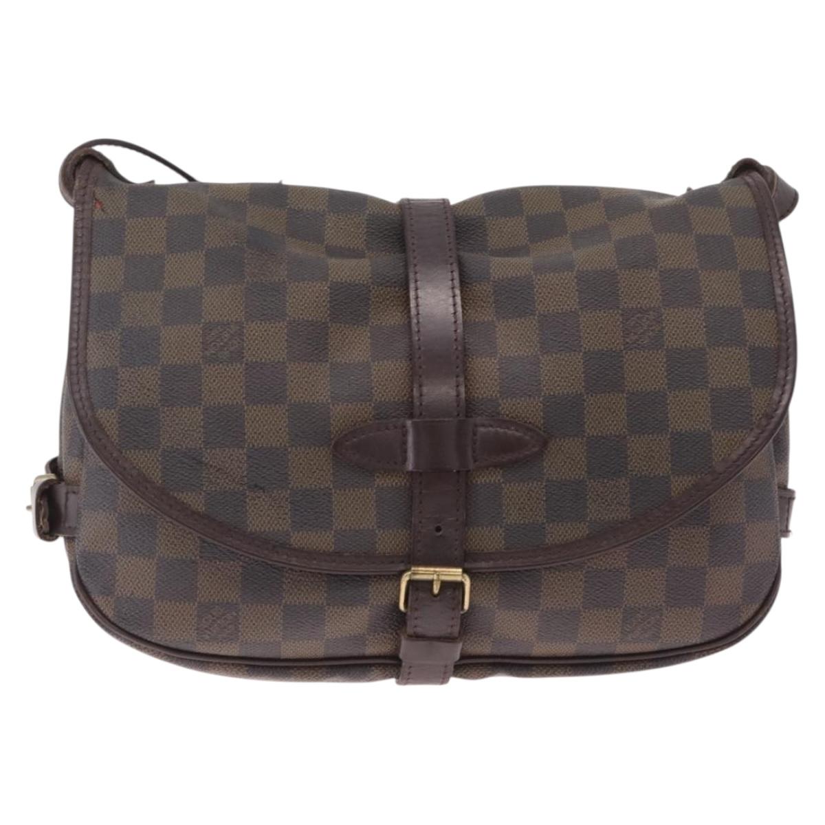 LOUIS VUITTON Damier Ebene Saumur 30 Shoulder Bag SPO N48081 LV Auth 208385
