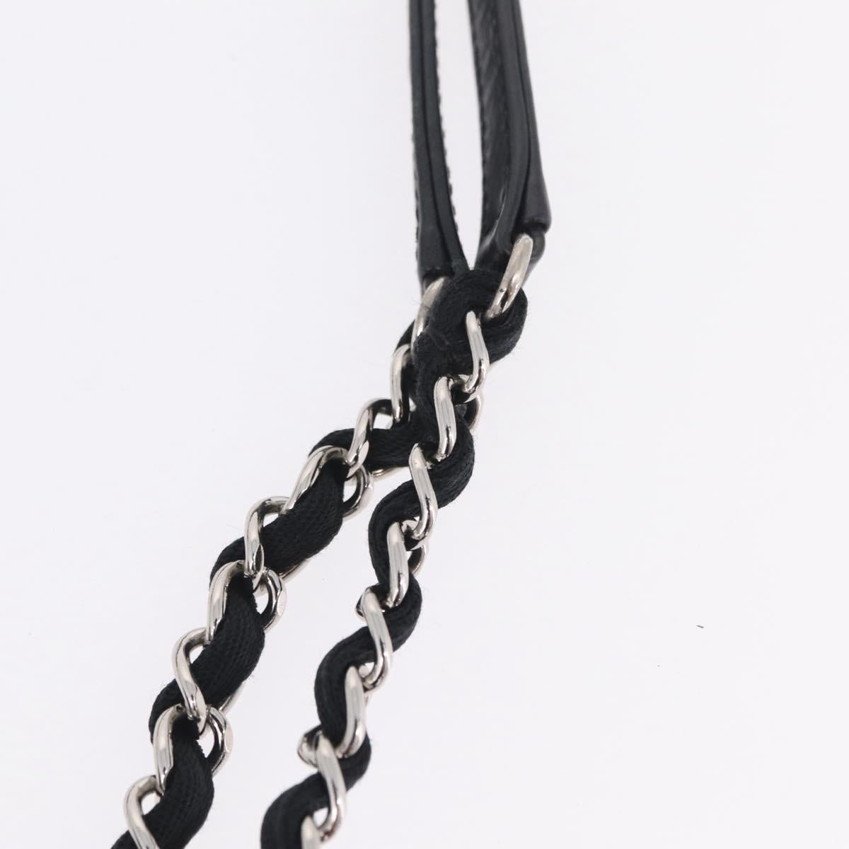 CHANEL Chain Deauville Tote Bag Canvas Gray Silver CC Auth 208386