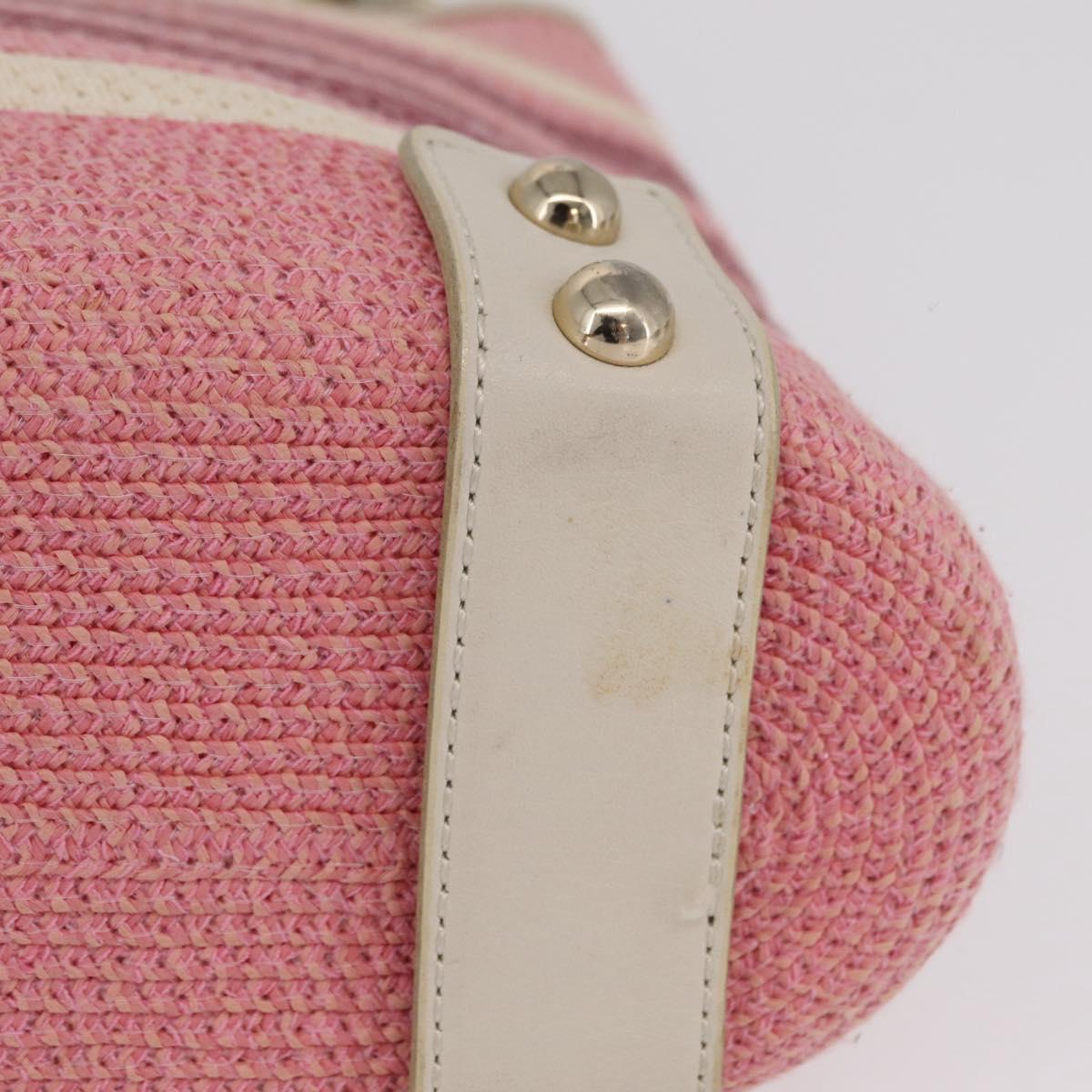 BURBERRY Blue Label Chain Tote Bag Raffia Pink Gold Auth 208388A