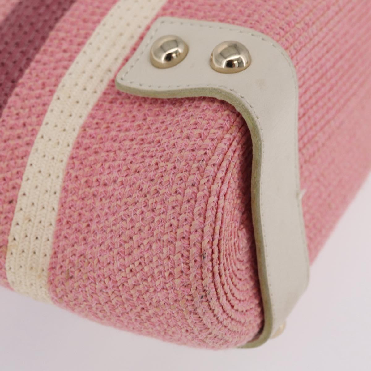 BURBERRY Blue Label Chain Tote Bag Raffia Pink Gold Auth 208388A