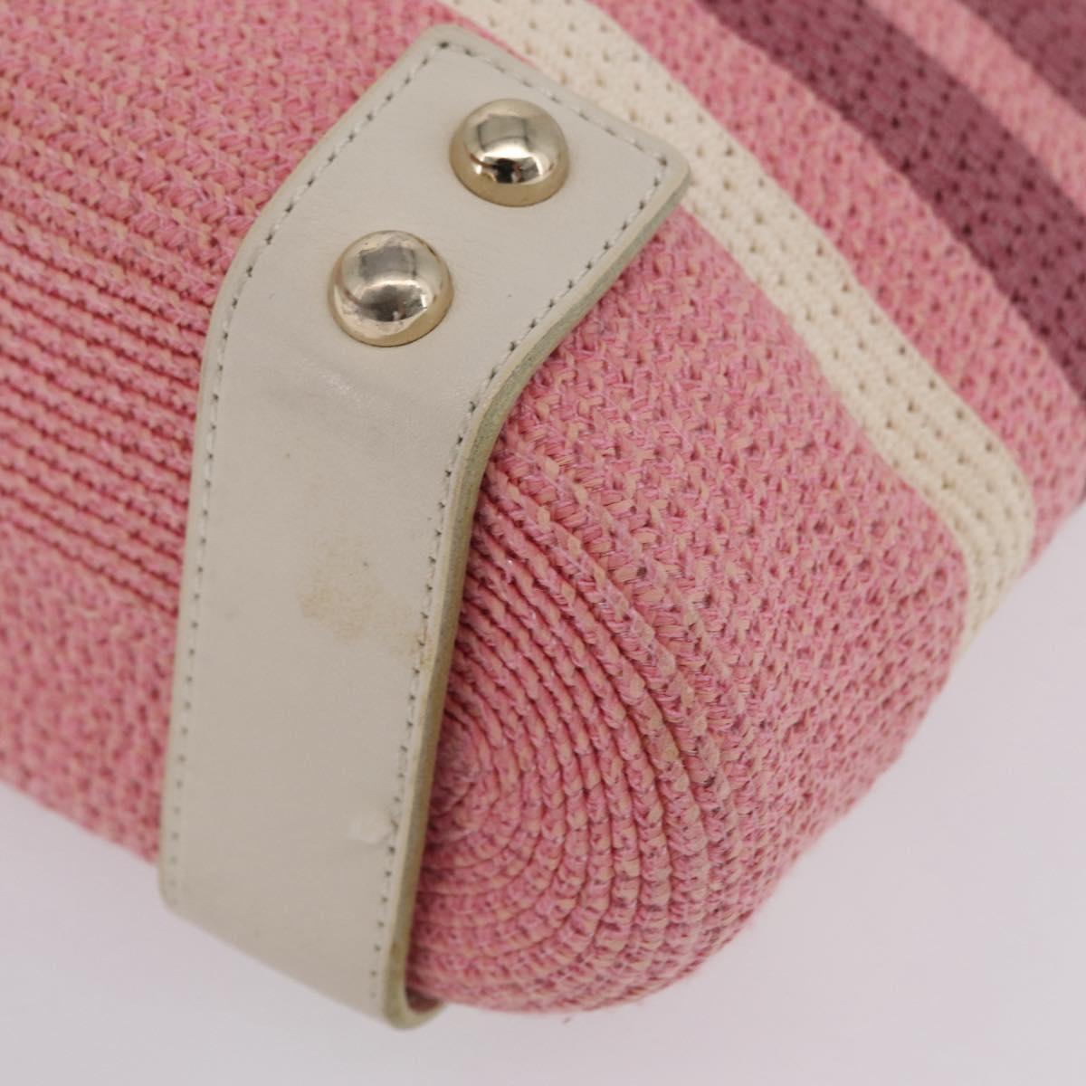 BURBERRY Blue Label Chain Tote Bag Raffia Pink Gold Auth 208388A