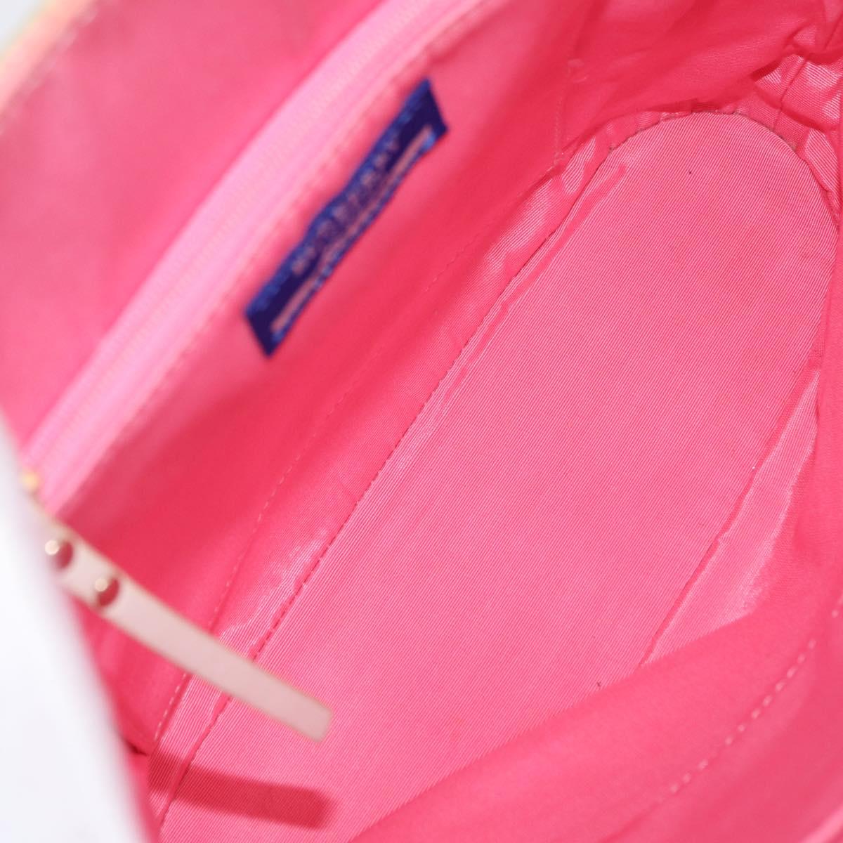 BURBERRY Blue Label Chain Tote Bag Raffia Pink Gold Auth 208388A