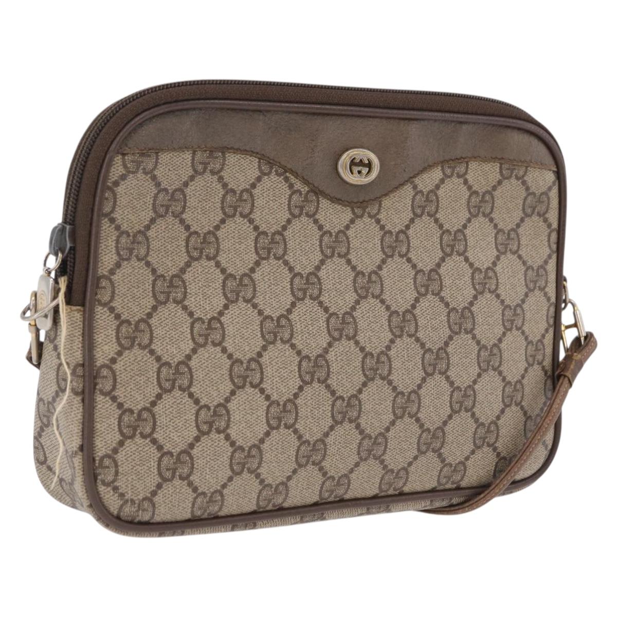 GUCCI GG Supreme Shoulder Bag PVC Beige Gold 89 02 068 Auth 208390