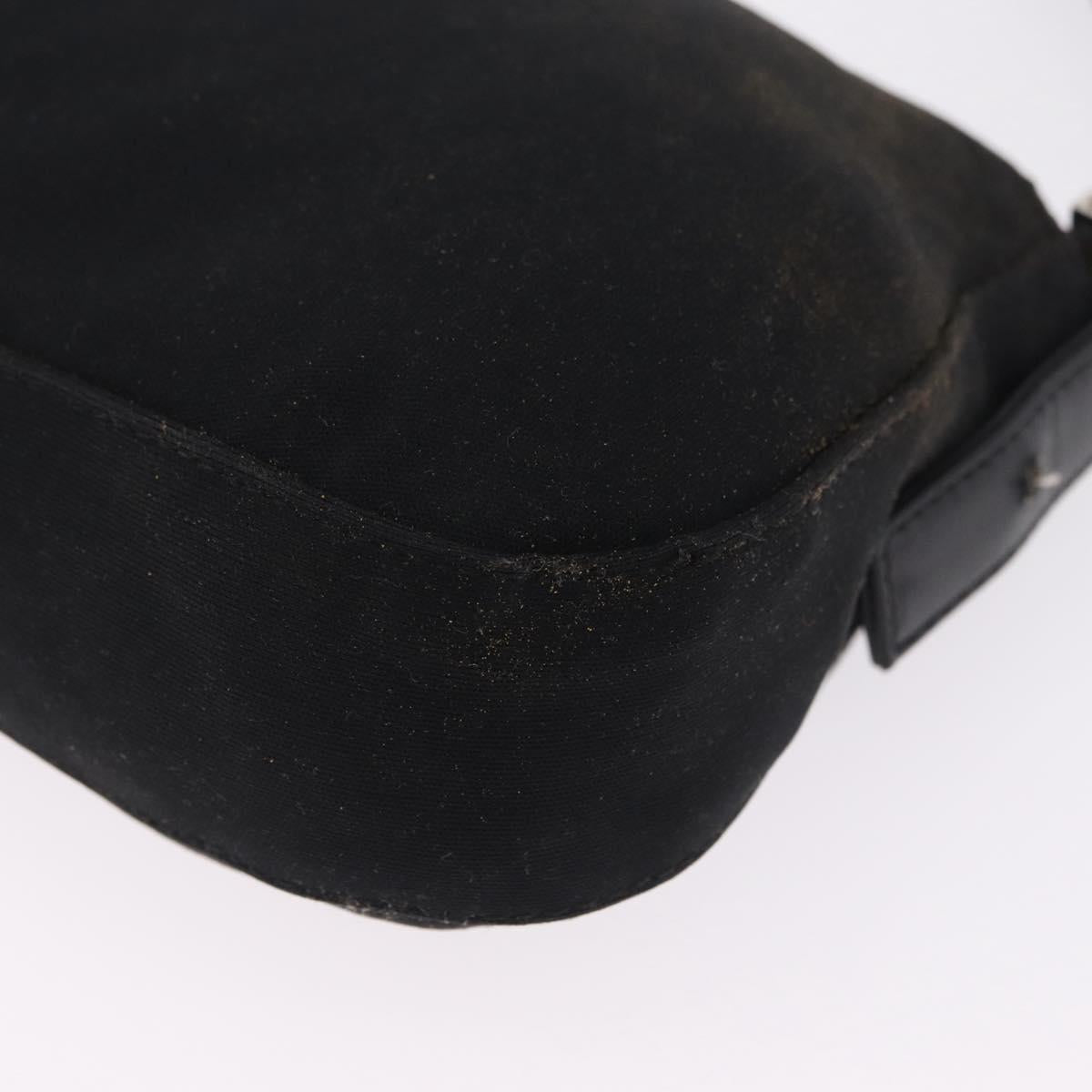 FENDI Mamma Baguette Shoulder Bag Cotton jersey Black Silver Auth 208392