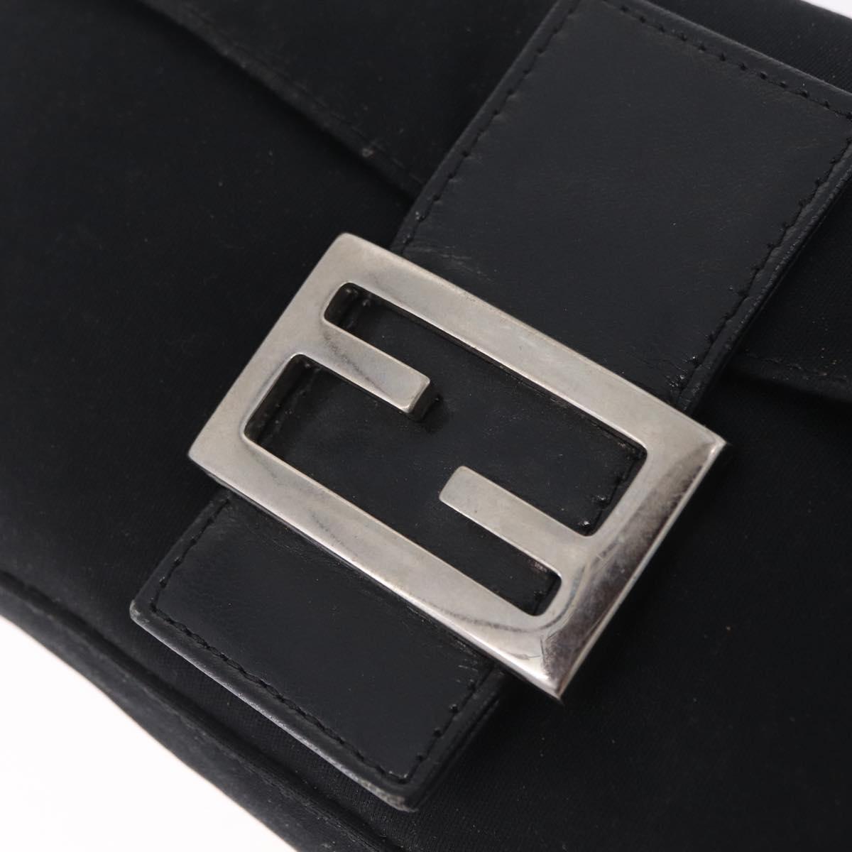 FENDI Mamma Baguette Shoulder Bag Cotton jersey Black Silver Auth 208392