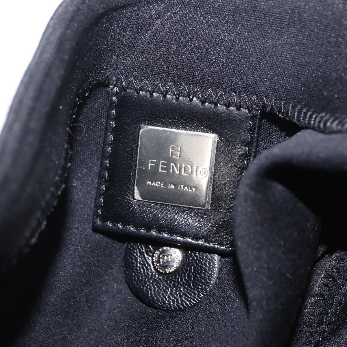 FENDI Mamma Baguette Shoulder Bag Cotton jersey Black Silver Auth 208392
