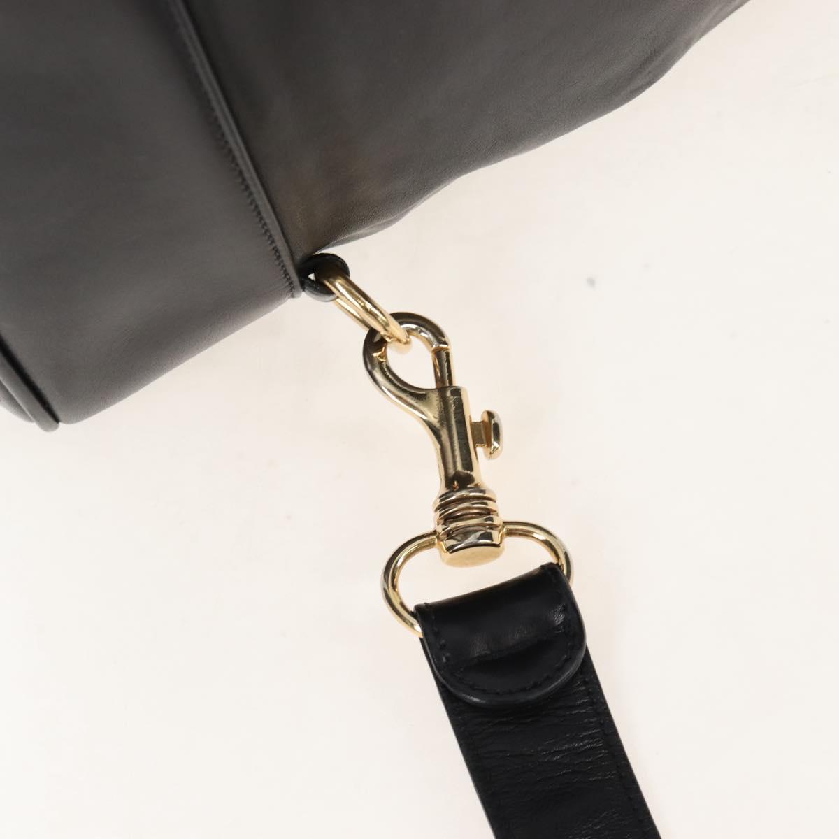 CHANEL Shoulder Bag Lamb Skin Black Gold CC Auth 208393V