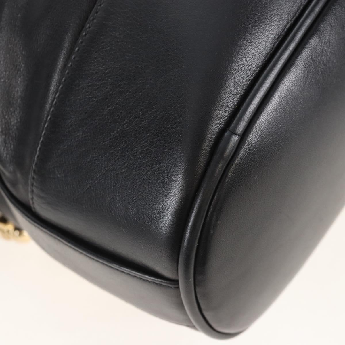 CHANEL Shoulder Bag Lamb Skin Black Gold CC Auth 208393V