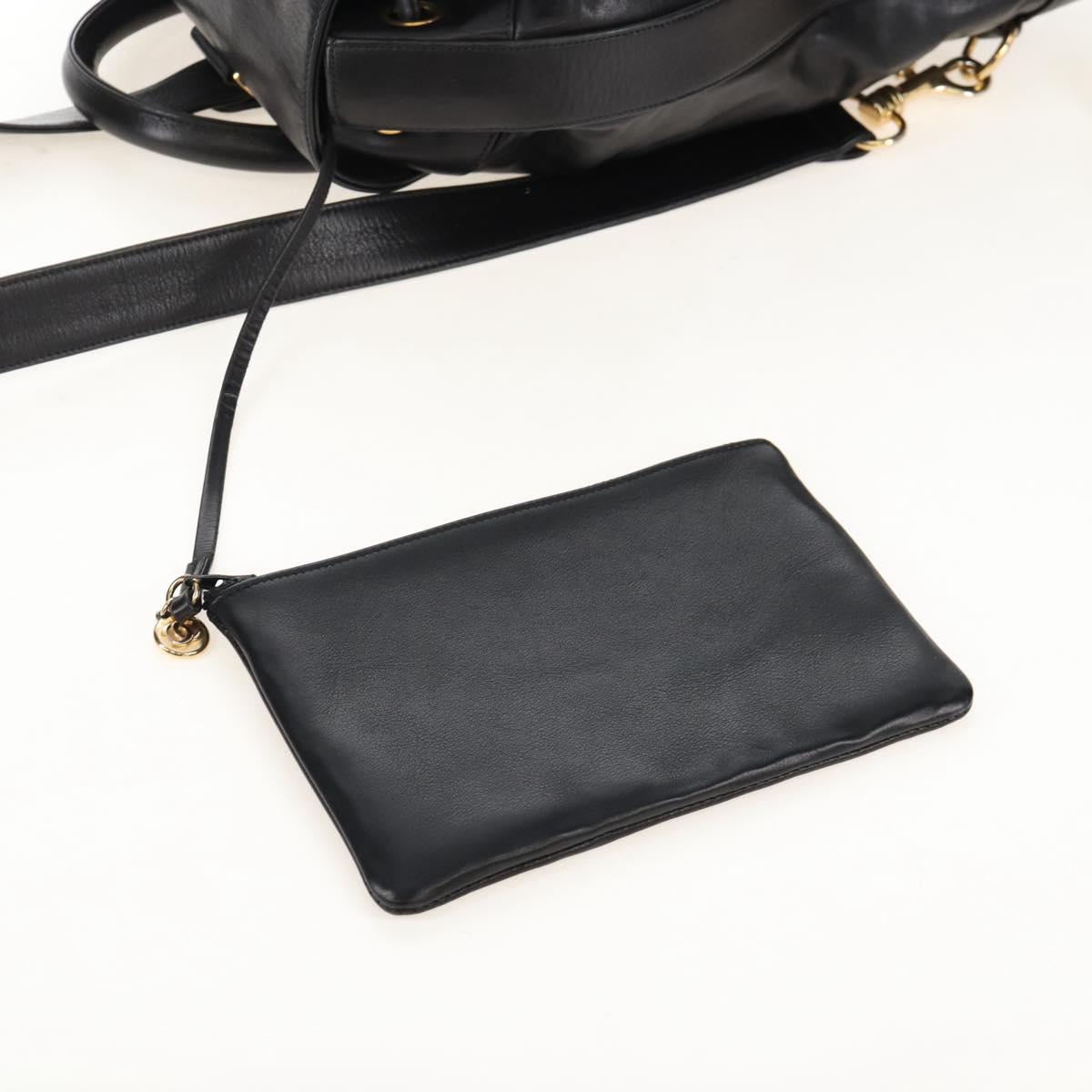 CHANEL Shoulder Bag Lamb Skin Black Gold CC Auth 208393V