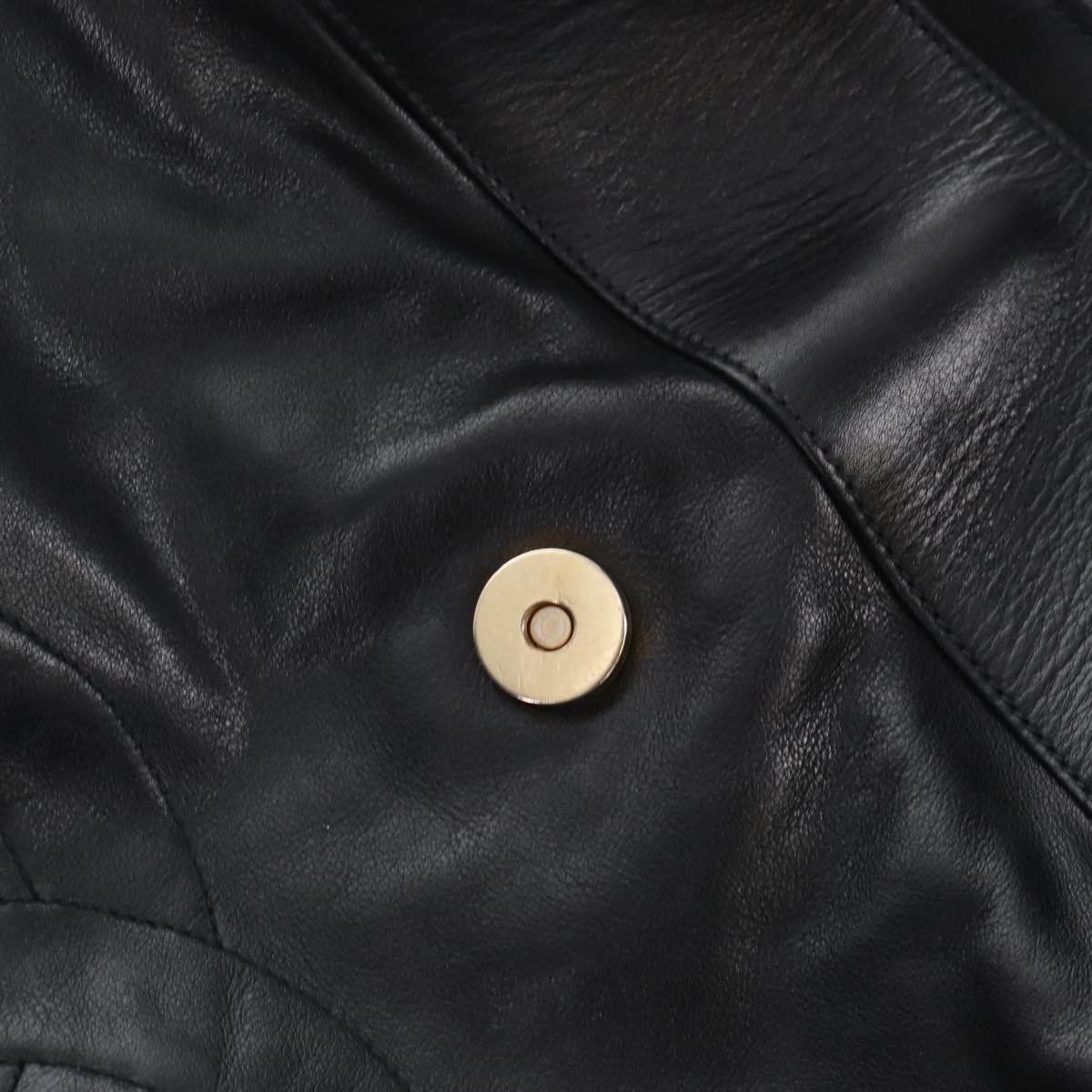 CHANEL Shoulder Bag Lamb Skin Black Gold CC Auth 208393V