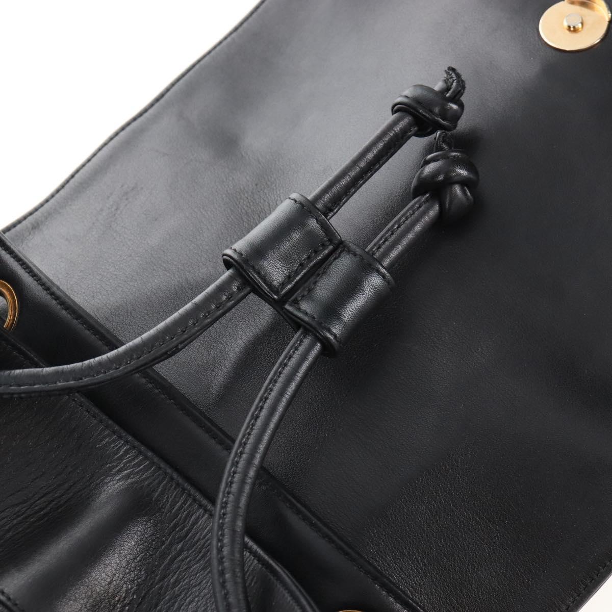 CHANEL Shoulder Bag Lamb Skin Black Gold CC Auth 208393V