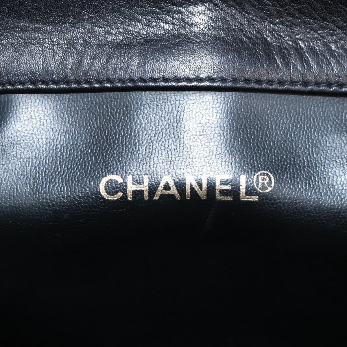 CHANEL Shoulder Bag Lamb Skin Black Gold CC Auth 208393V