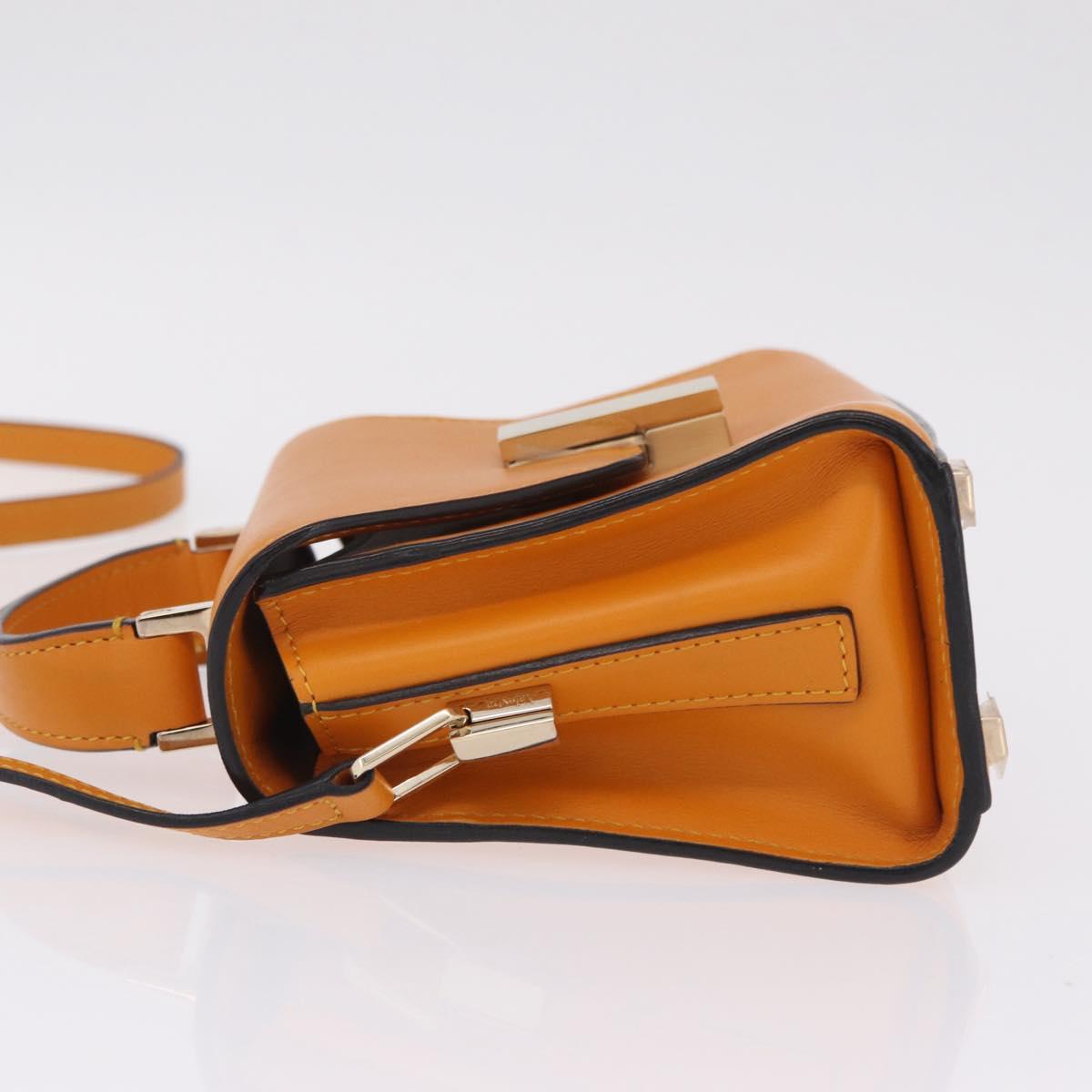 Valextra Micro Igide Hand Bag Leather 2way Orange Silver Auth 208395V