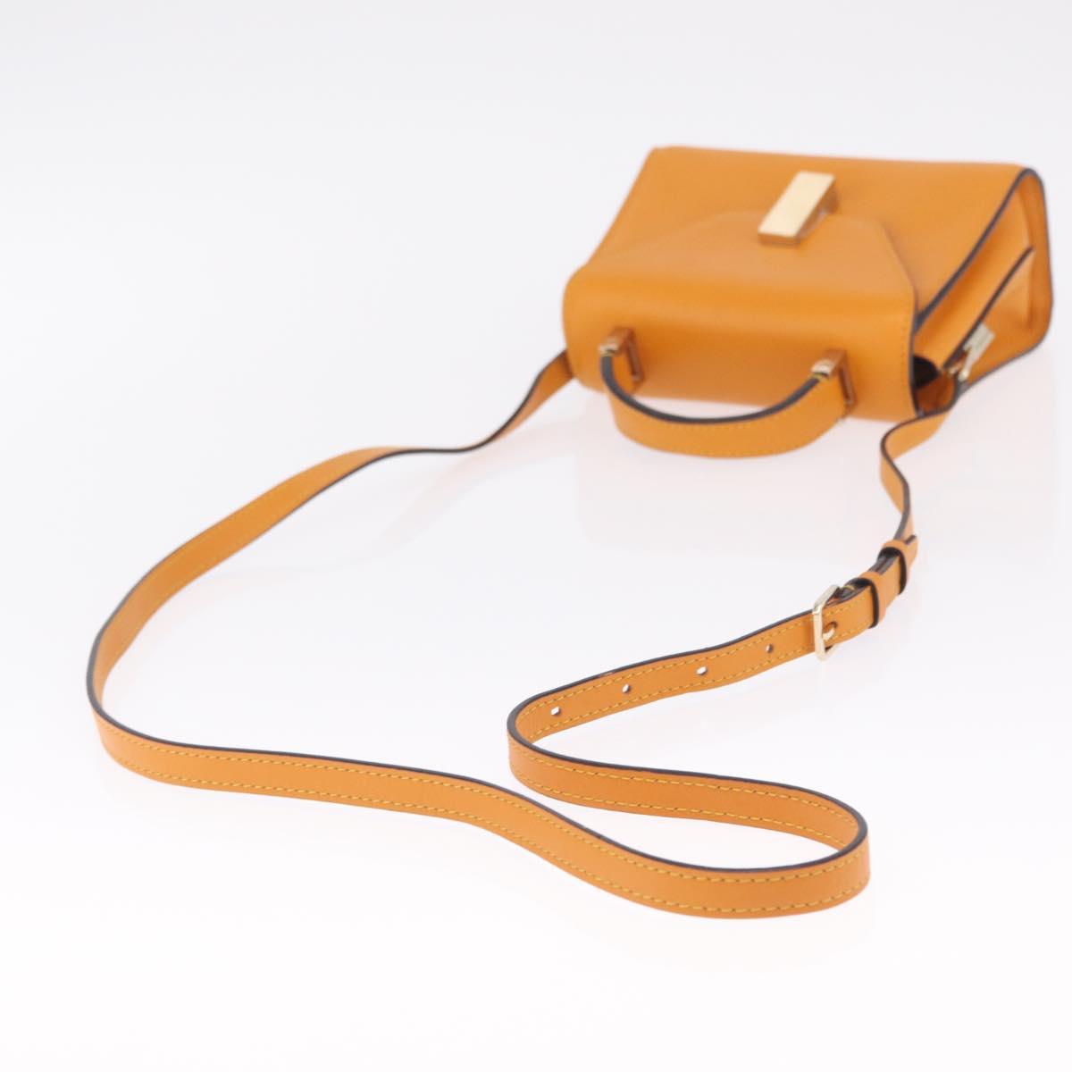 Valextra Micro Igide Hand Bag Leather 2way Orange Silver Auth 208395V
