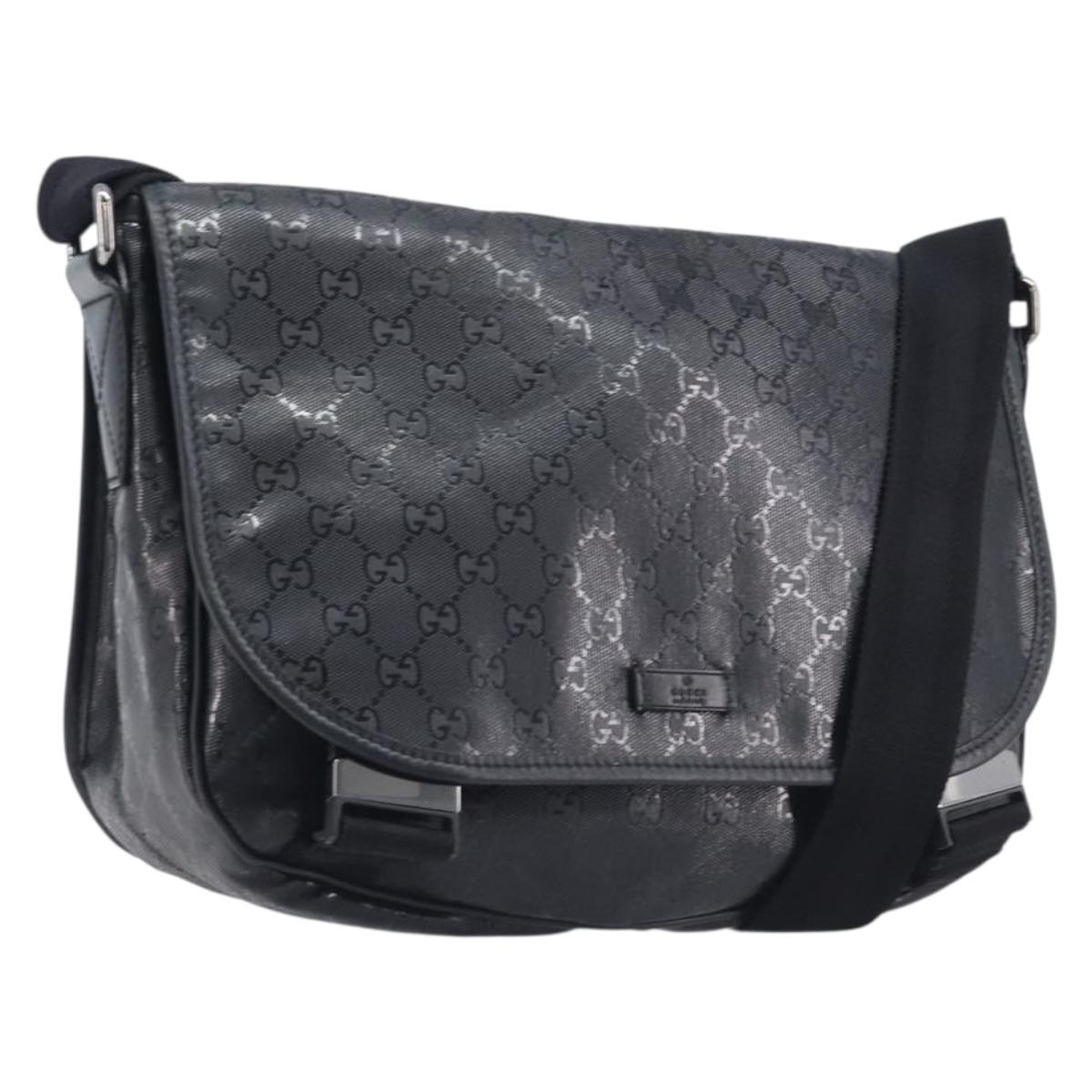 GUCCI GG implementation Shoulder Bag PVC Black Silver 201732 Auth 208397