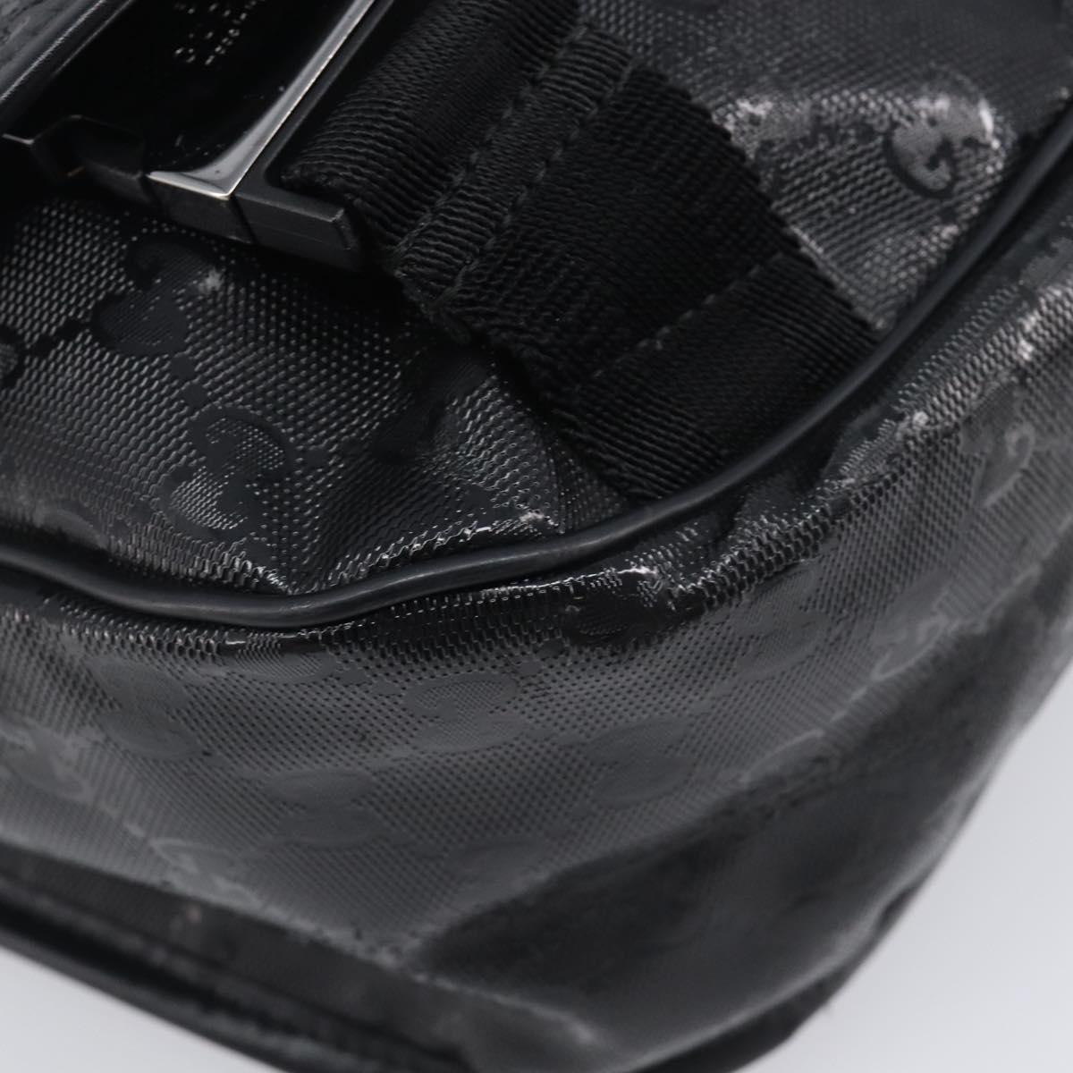 GUCCI GG implementation Shoulder Bag PVC Black Silver 201732 Auth 208397