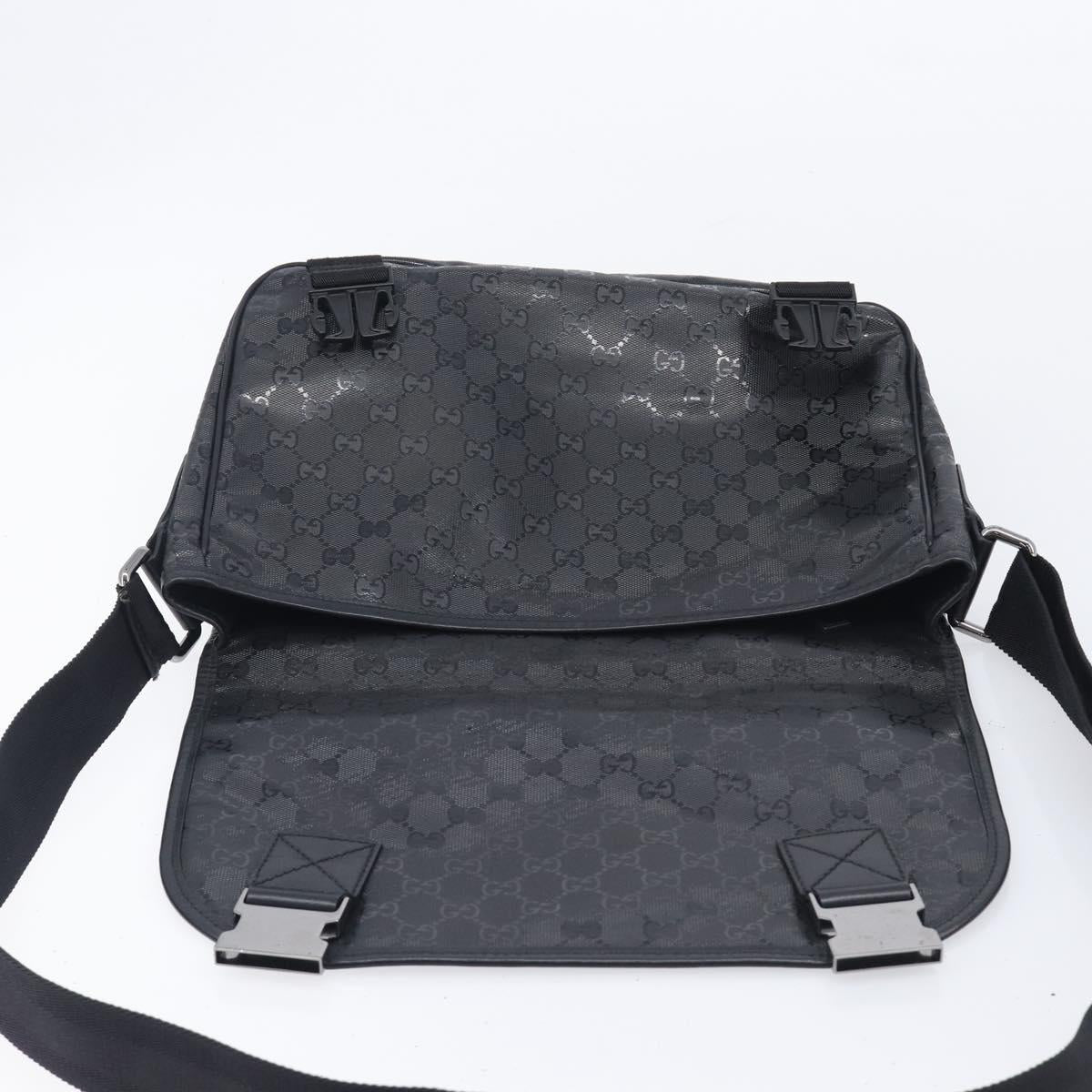 GUCCI GG implementation Shoulder Bag PVC Black Silver 201732 Auth 208397
