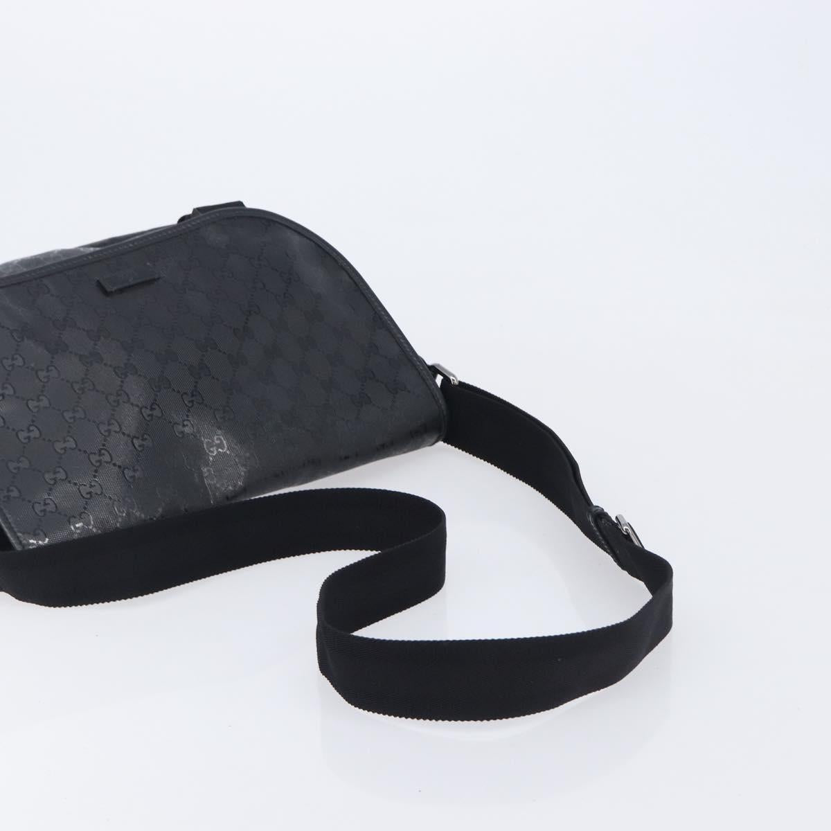 GUCCI GG implementation Shoulder Bag PVC Black Silver 201732 Auth 208397