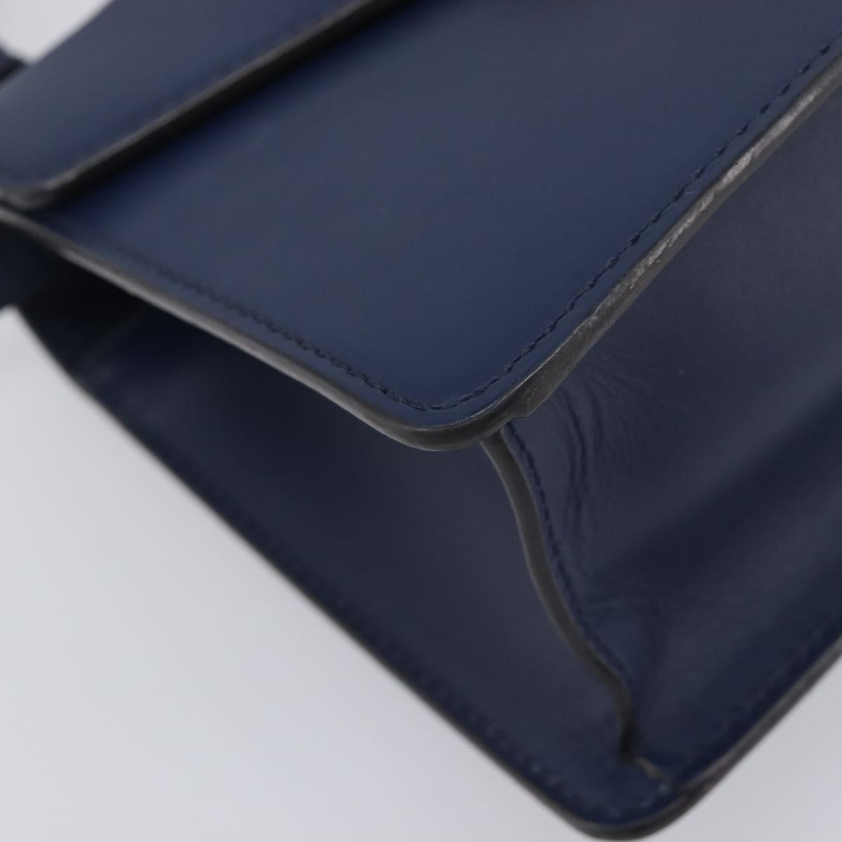 GUCCI Silvi Web Sherry Line Hand Bag Leather 2way Navy Gold 470270 Auth 208399V