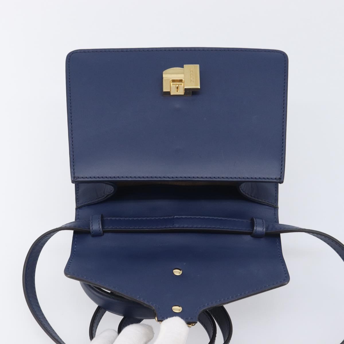 GUCCI Silvi Web Sherry Line Hand Bag Leather 2way Navy Gold 470270 Auth 208399V