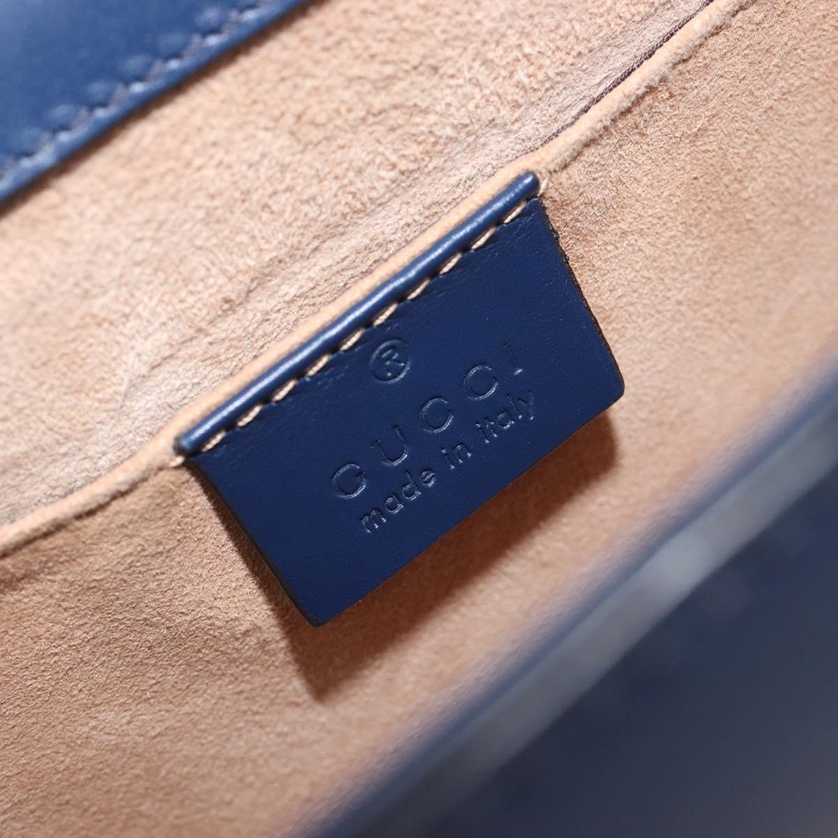 GUCCI Silvi Web Sherry Line Hand Bag Leather 2way Navy Gold 470270 Auth 208399V