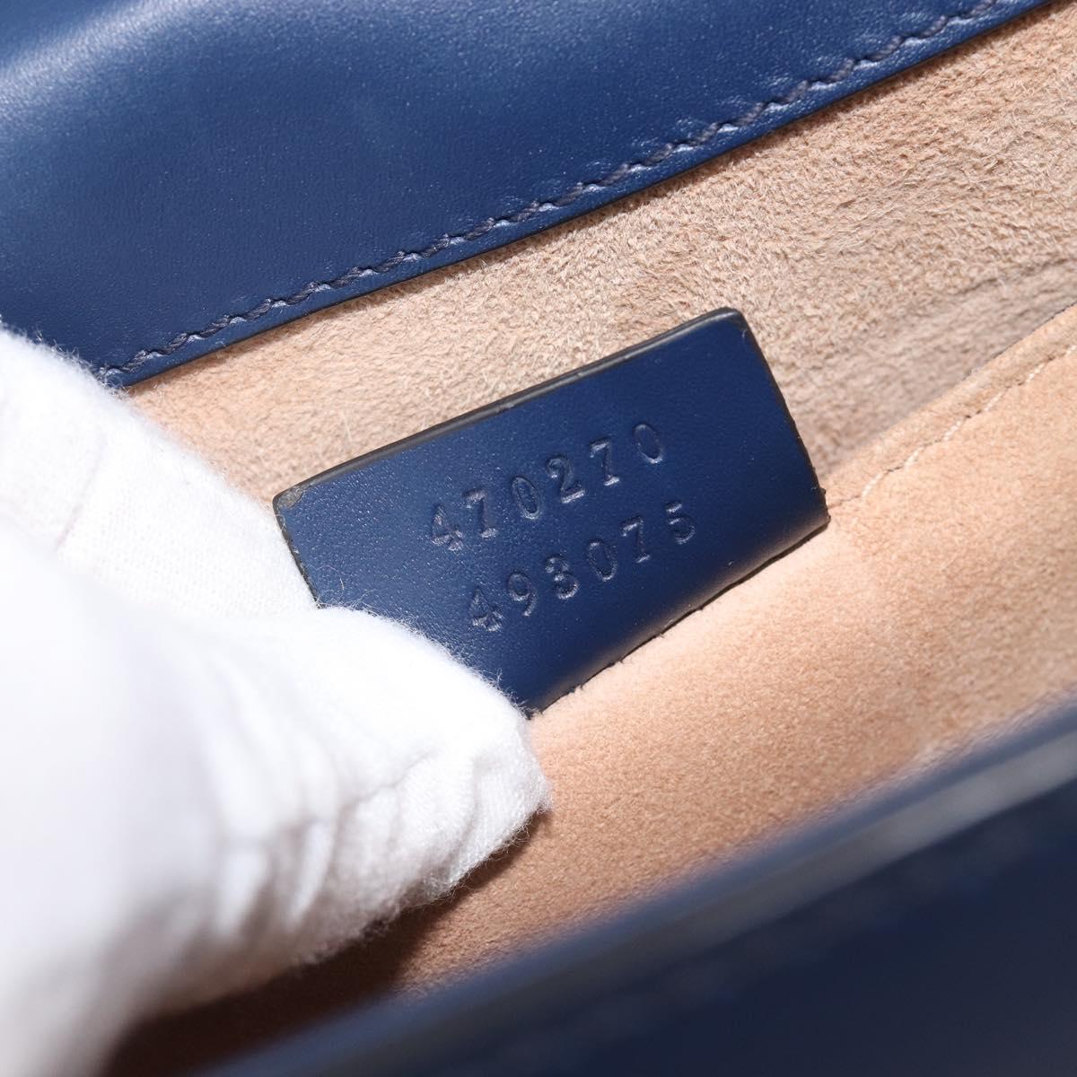 GUCCI Silvi Web Sherry Line Hand Bag Leather 2way Navy Gold 470270 Auth 208399V
