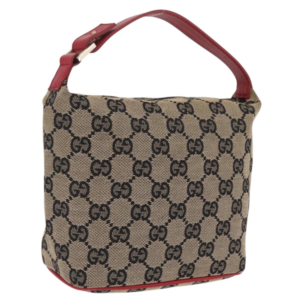 GUCCI GG Canvas Hand Pouch Hand Bag Navy Gold 039 1147 Auth 208405A
