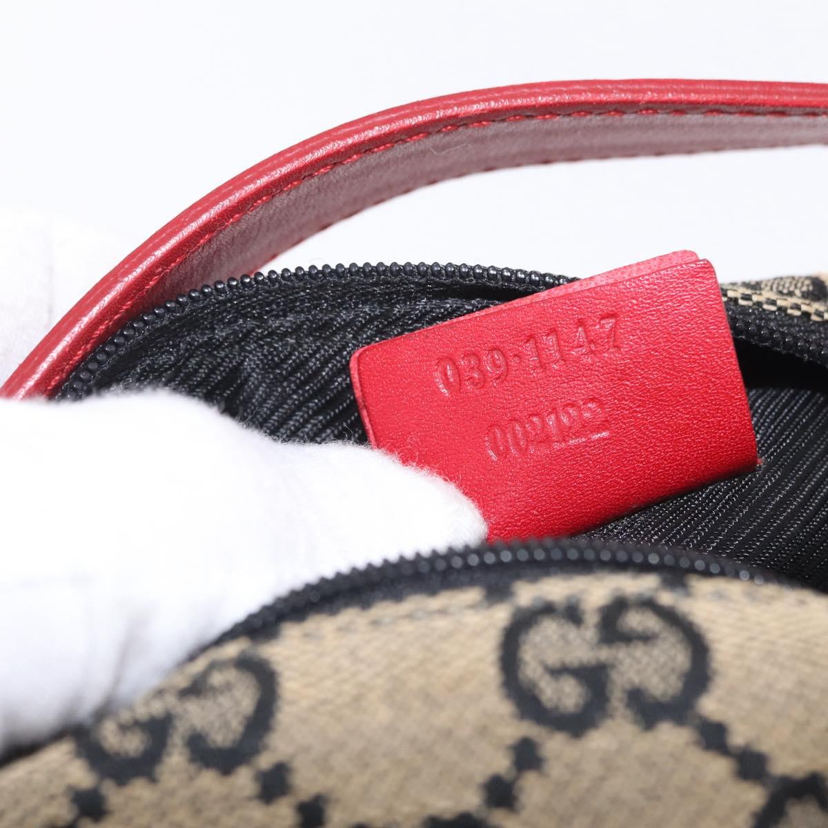 GUCCI GG Canvas Hand Pouch Hand Bag Navy Gold 039 1147 Auth 208405A