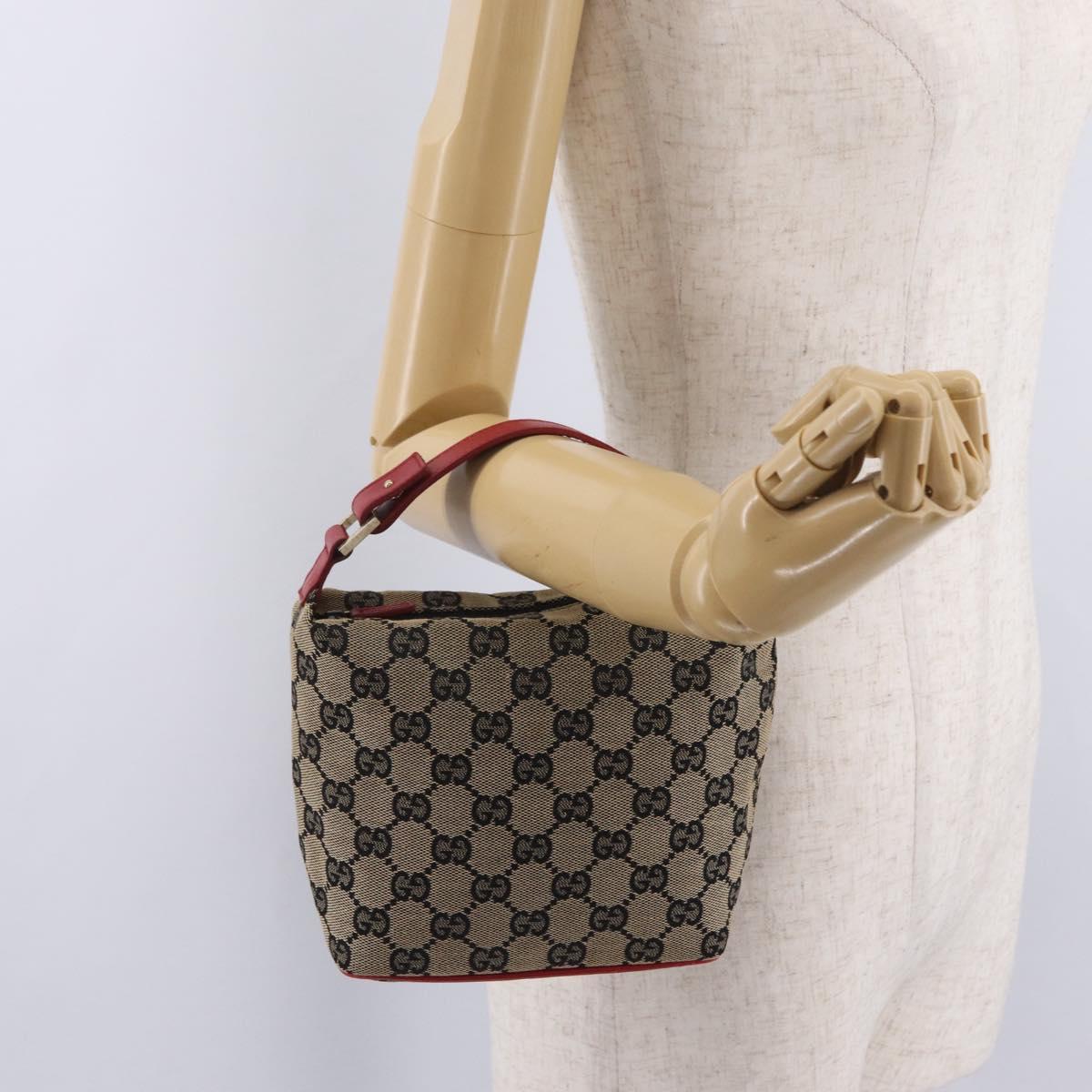 GUCCI GG Canvas Hand Pouch Hand Bag Navy Gold 039 1147 Auth 208405A