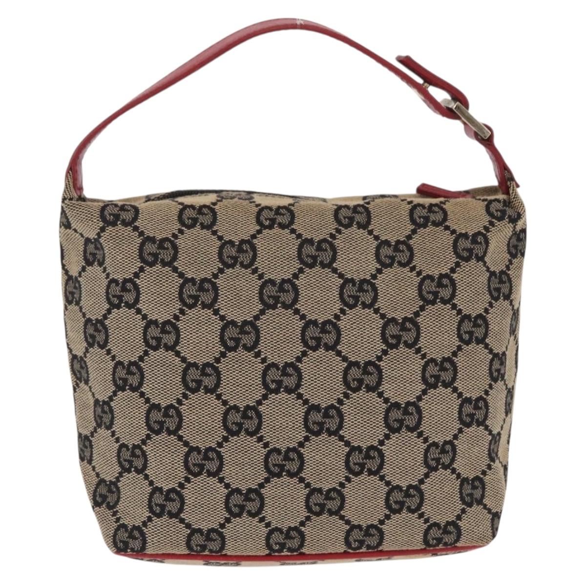 GUCCI GG Canvas Hand Pouch Hand Bag Navy Gold 039 1147 Auth 208405A