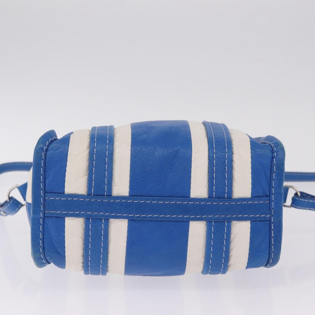 Balenciaga Bazaar Shopper XS Bag Leather 2way Blue Silver 452458 Auth 208406A